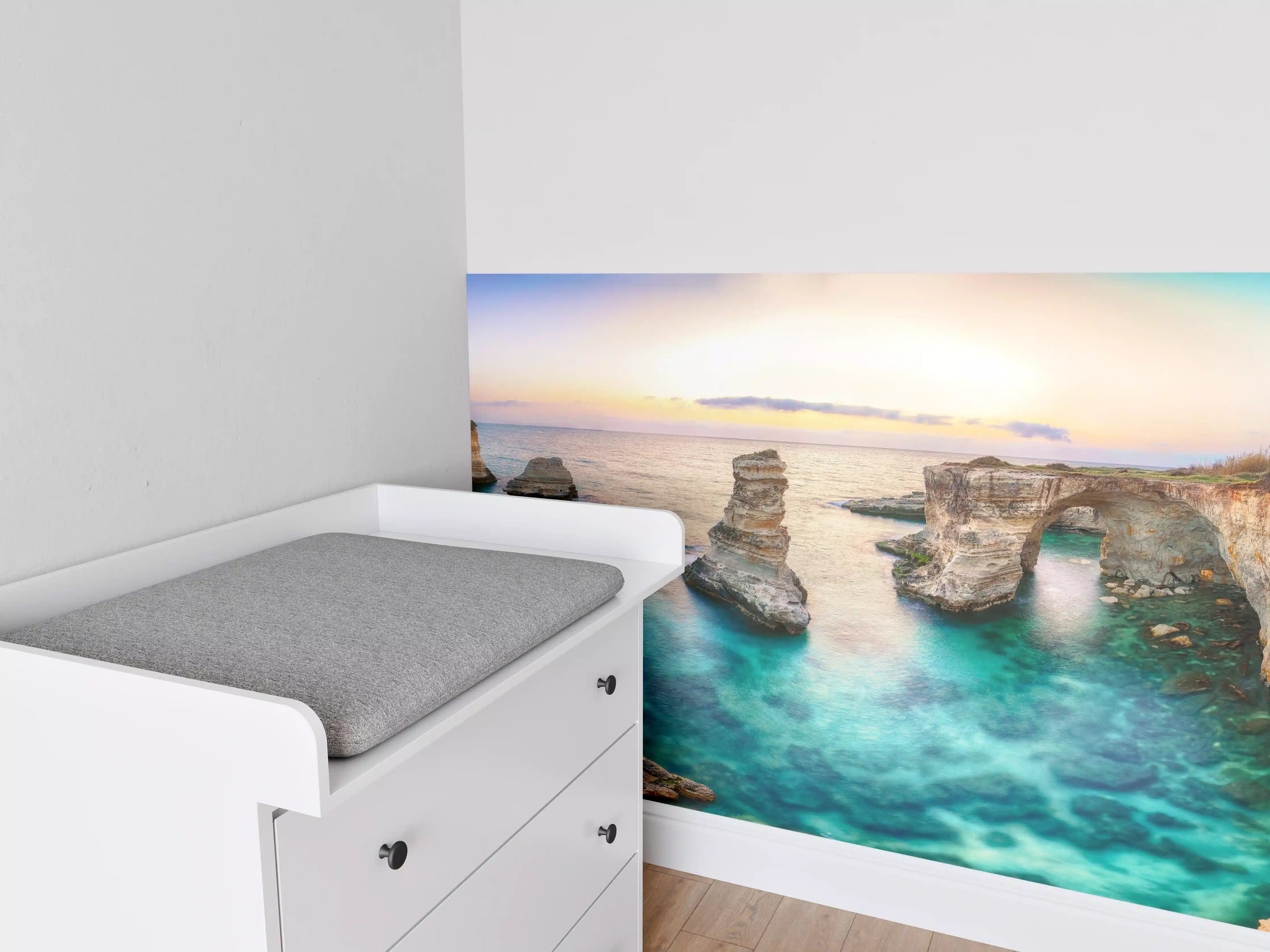 Babyzimmer Wandgestaltung - Karibisches Küstenpanorama mit klarem Wasser