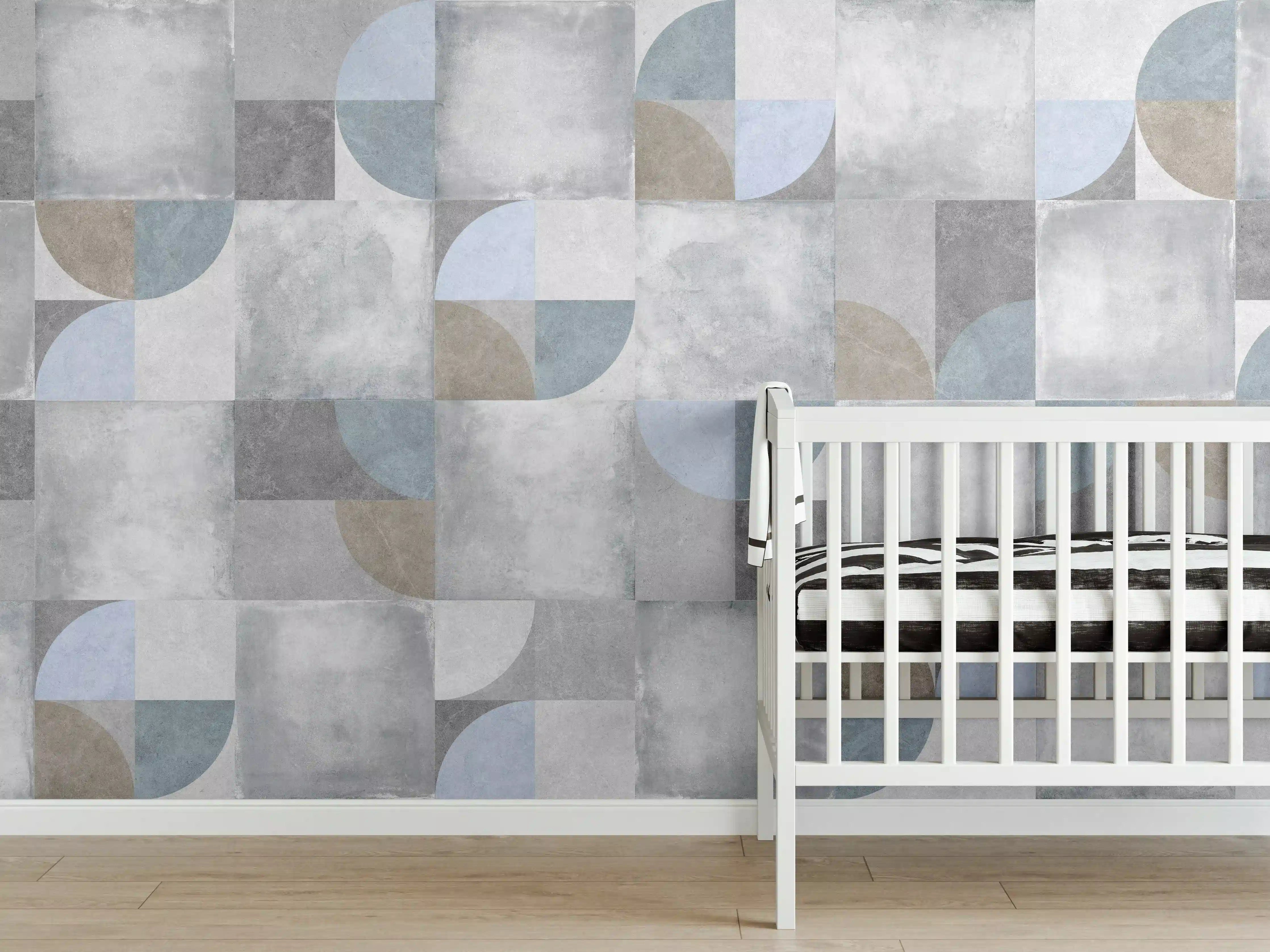 Babyzimmer Wandgestaltung - Karierter Keramik Hintergrund