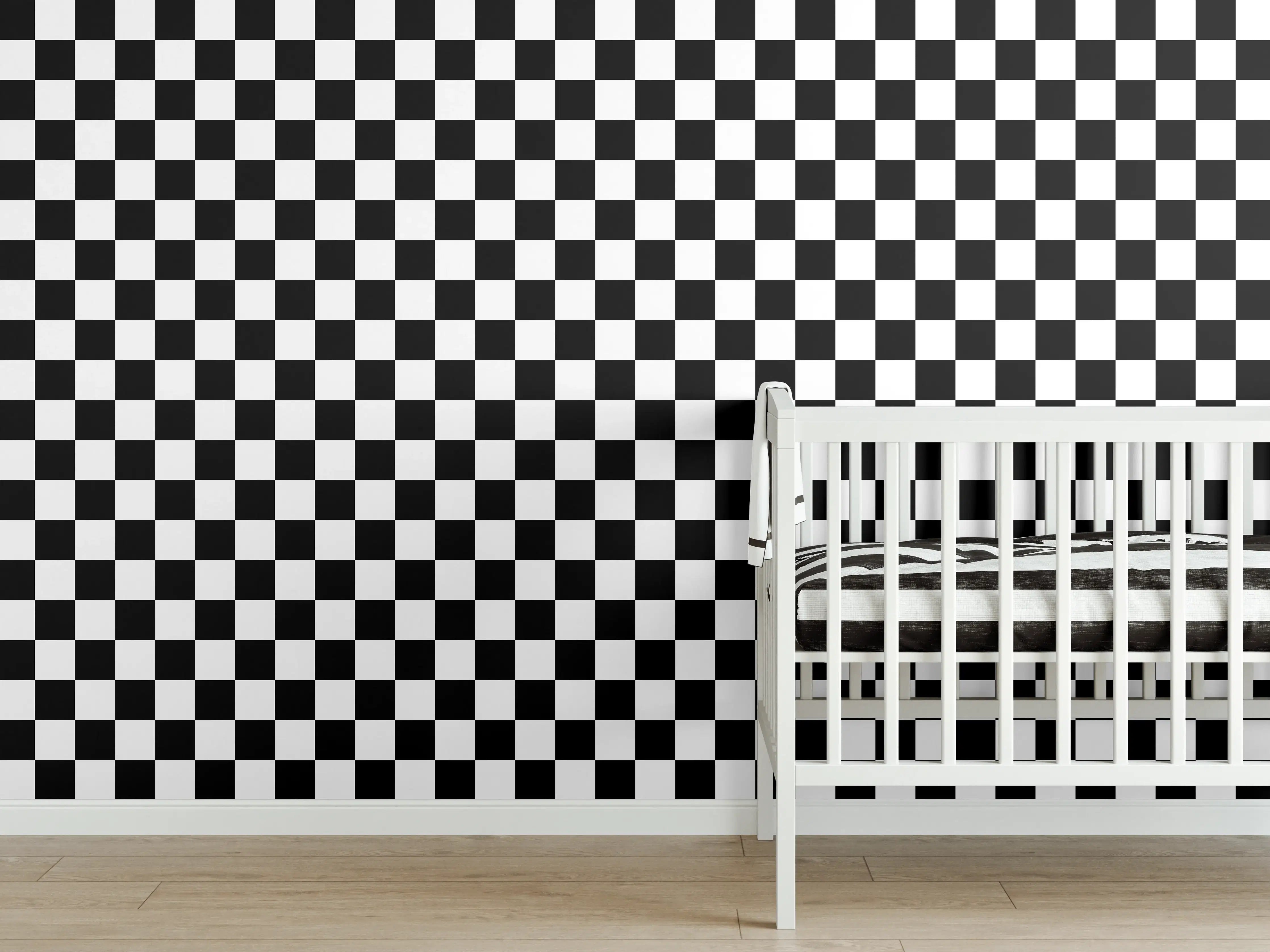 Babyzimmer Wandgestaltung - Kariertes Schach-Muster