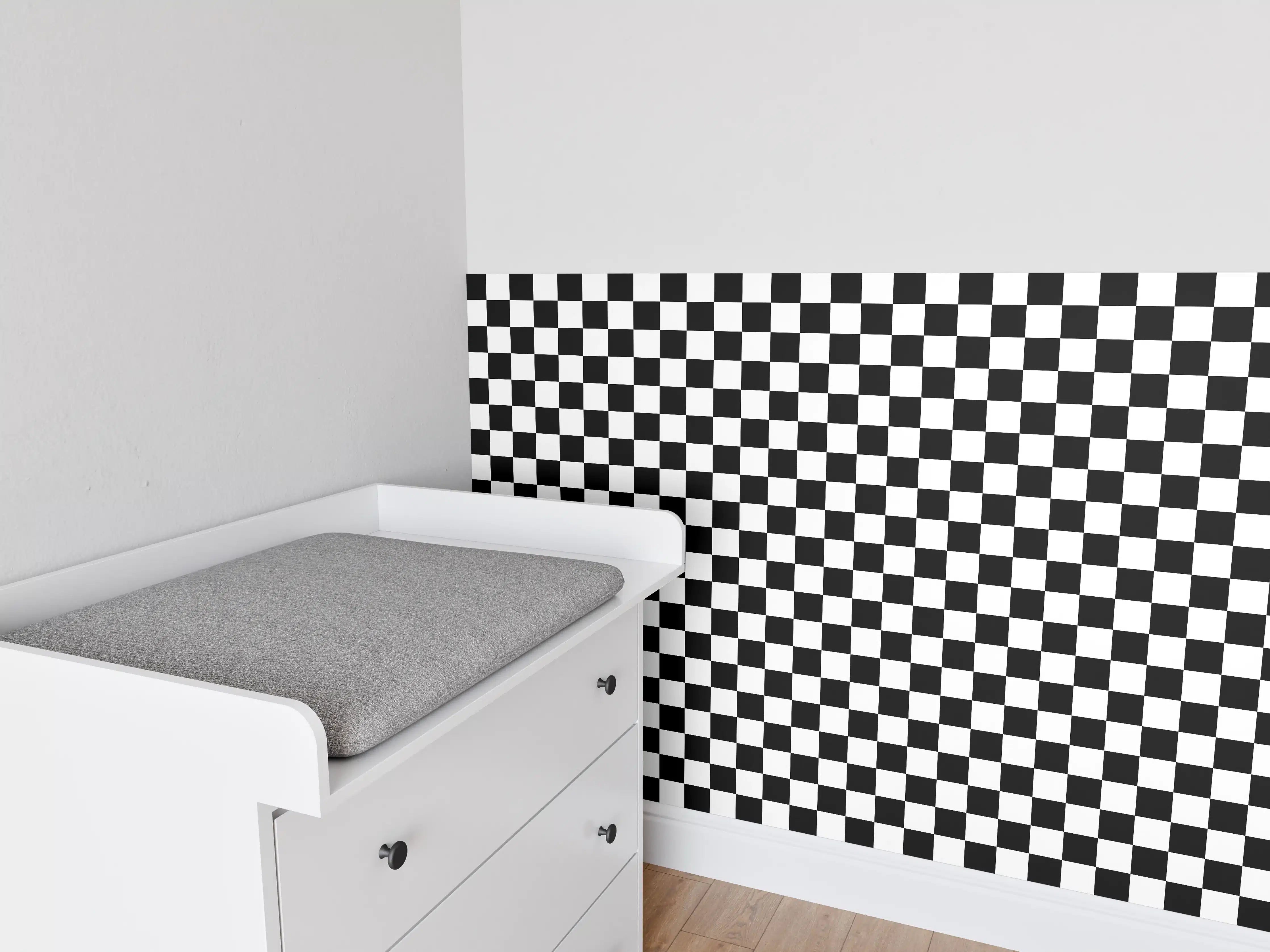 Babyzimmer Wandgestaltung - Kariertes Schach-Muster