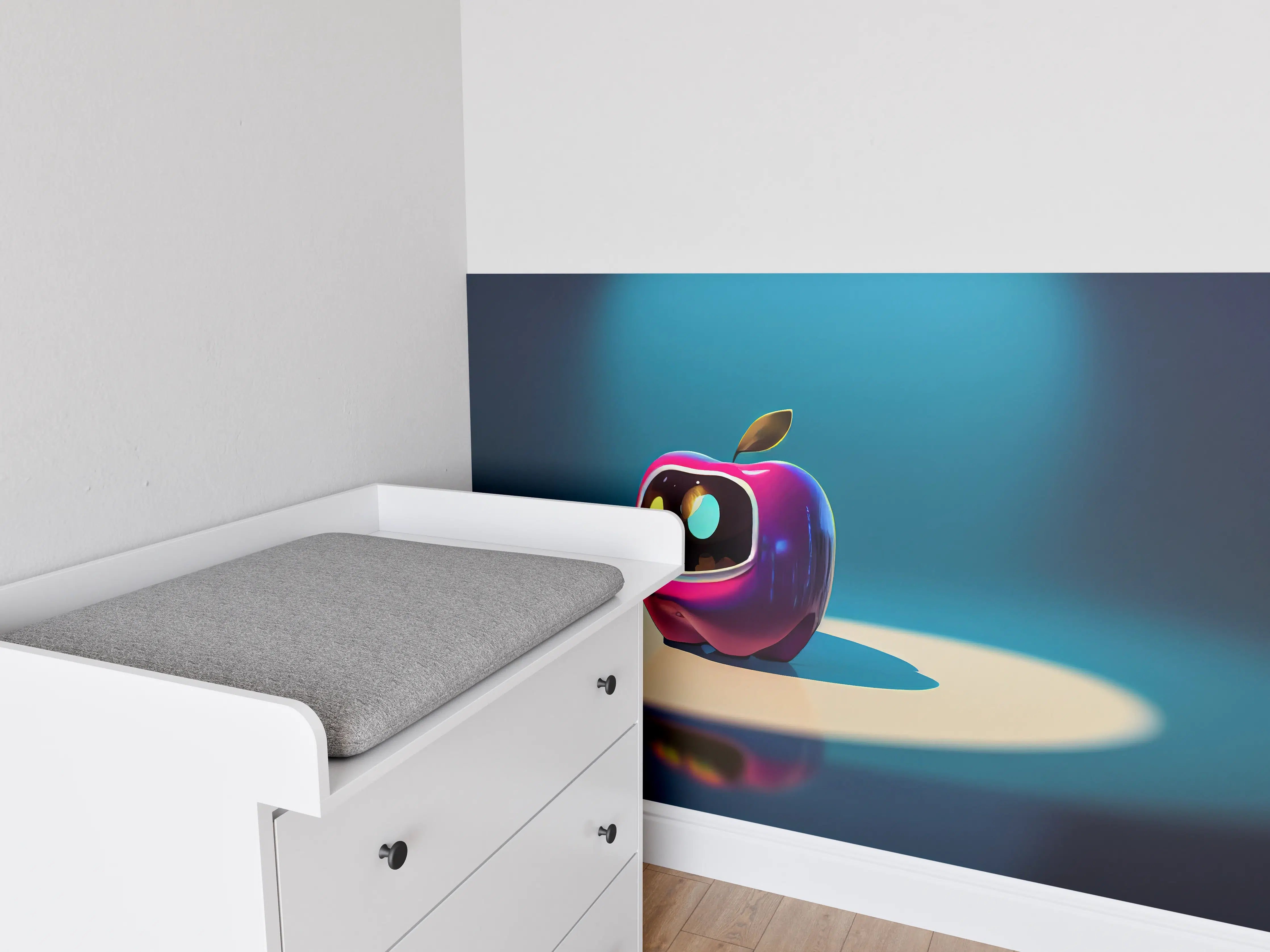 Babyzimmer Wandgestaltung - Kindermotiv - 3D Apfelroboter 