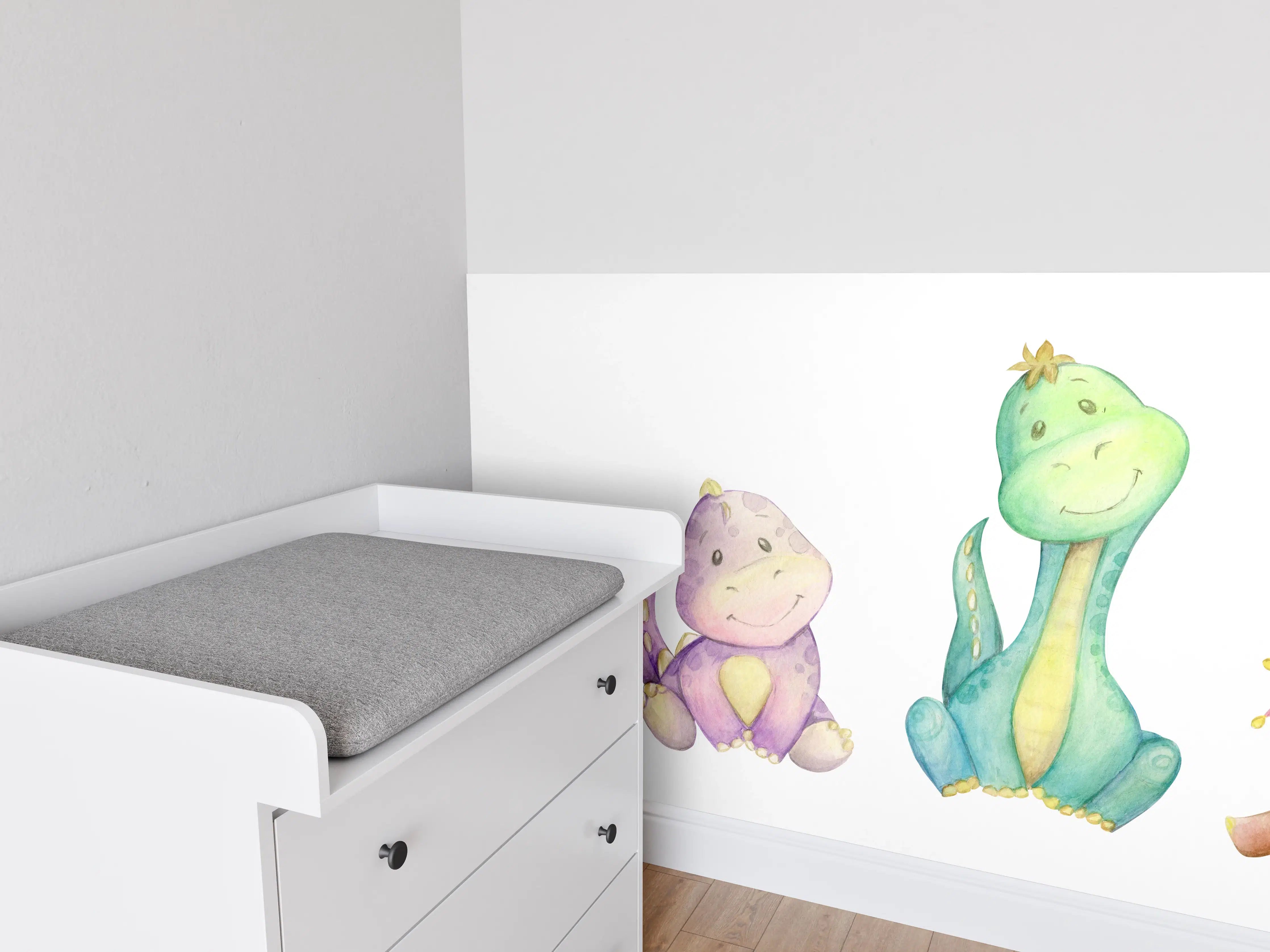 Babyzimmer Wandgestaltung - Kindliche Dinosaurier