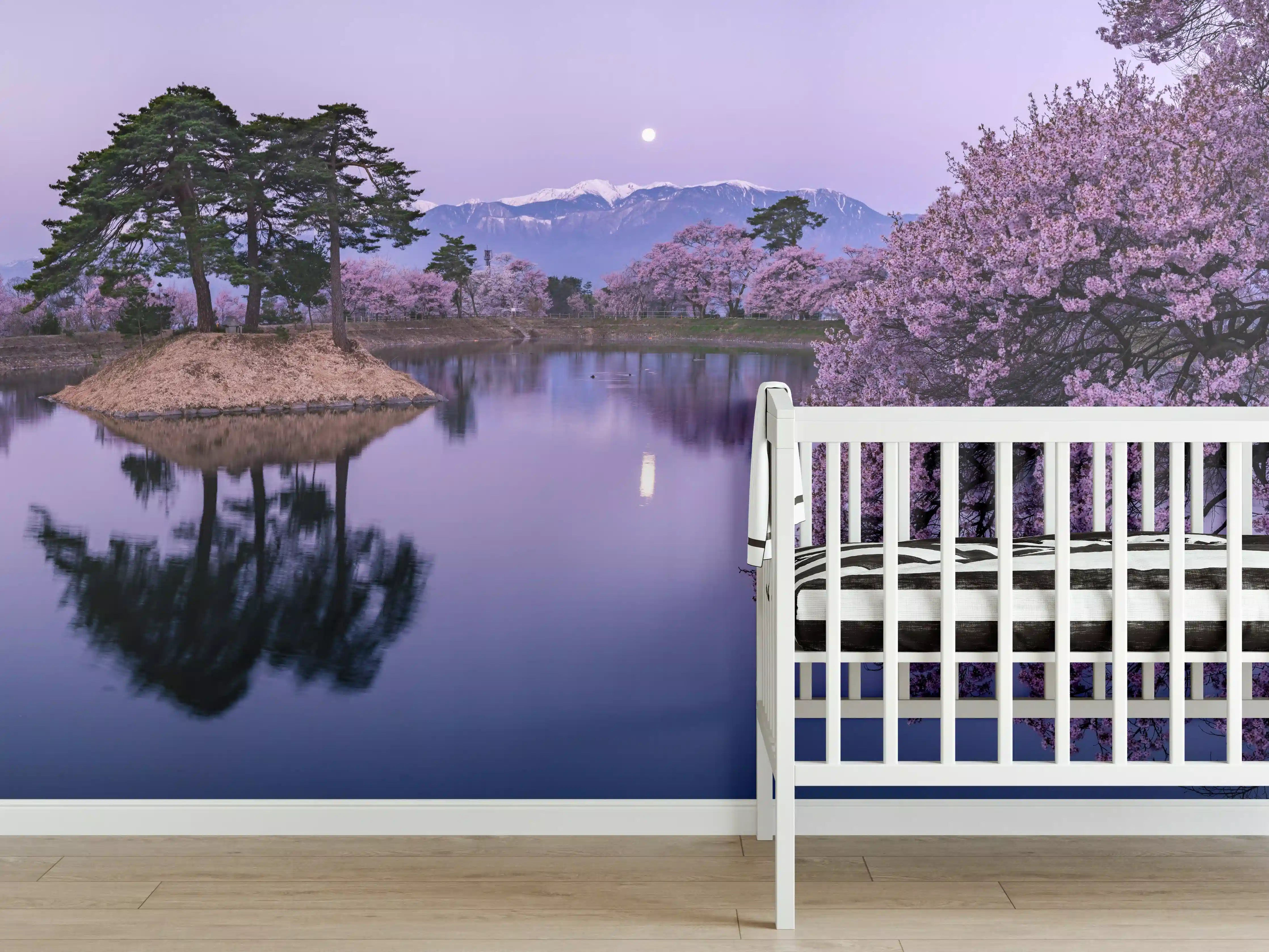 Babyzimmer Wandgestaltung - Kirschblüte - Vollmond