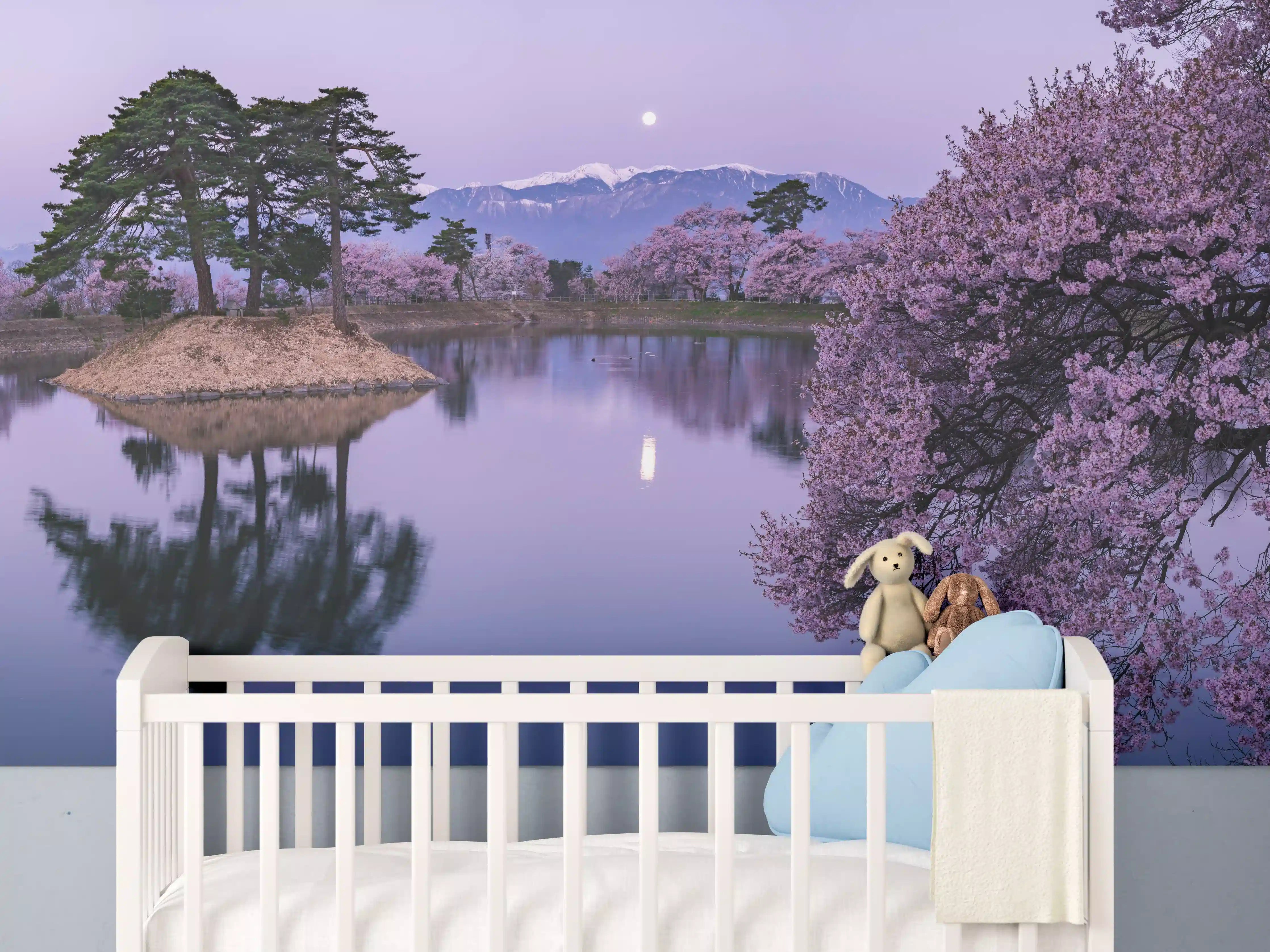 Babyzimmer Wandgestaltung - Kirschblüte - Vollmond