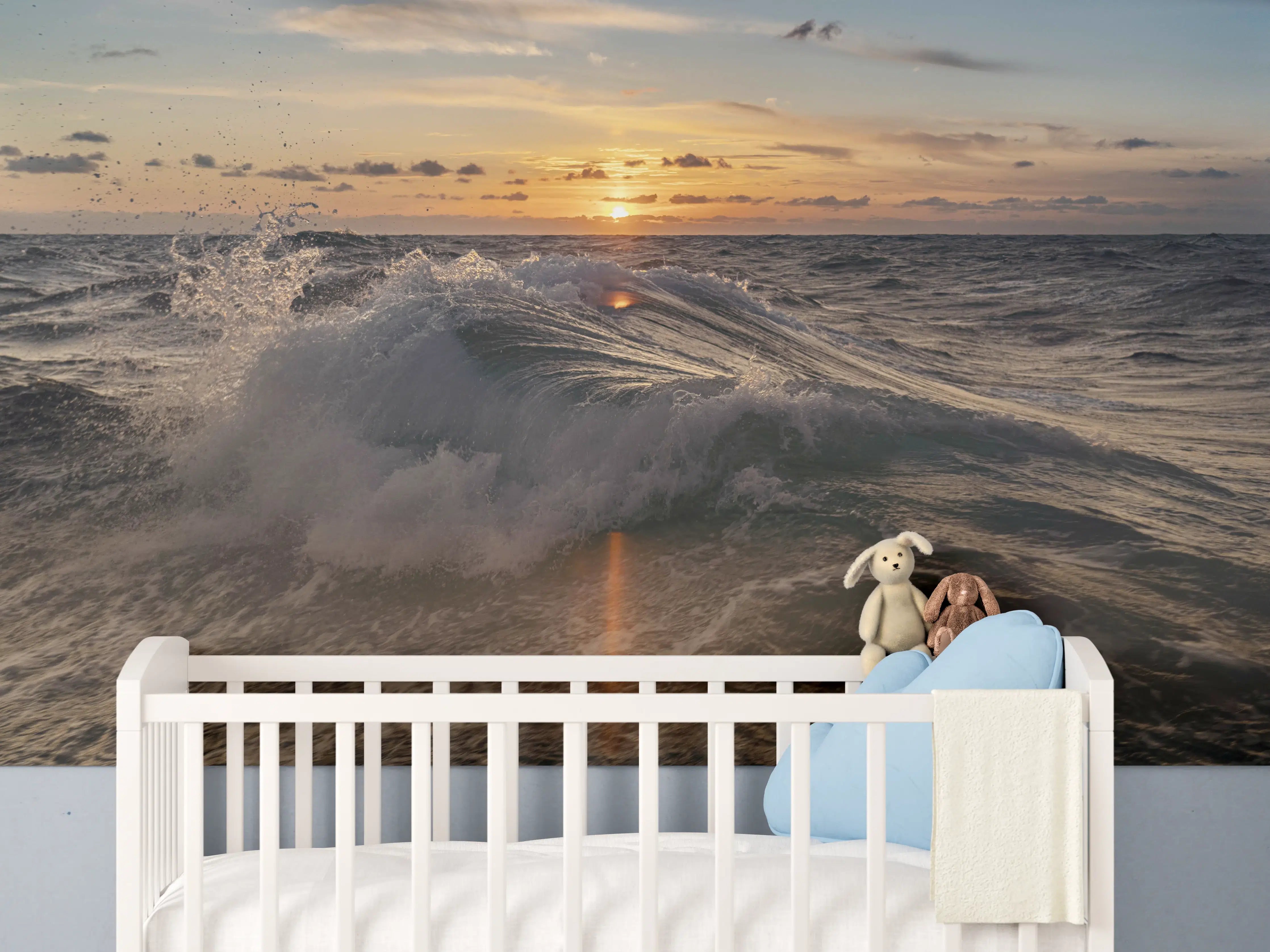 Babyzimmer Wandgestaltung - Kleine Windwelle bei Sonnenuntergang