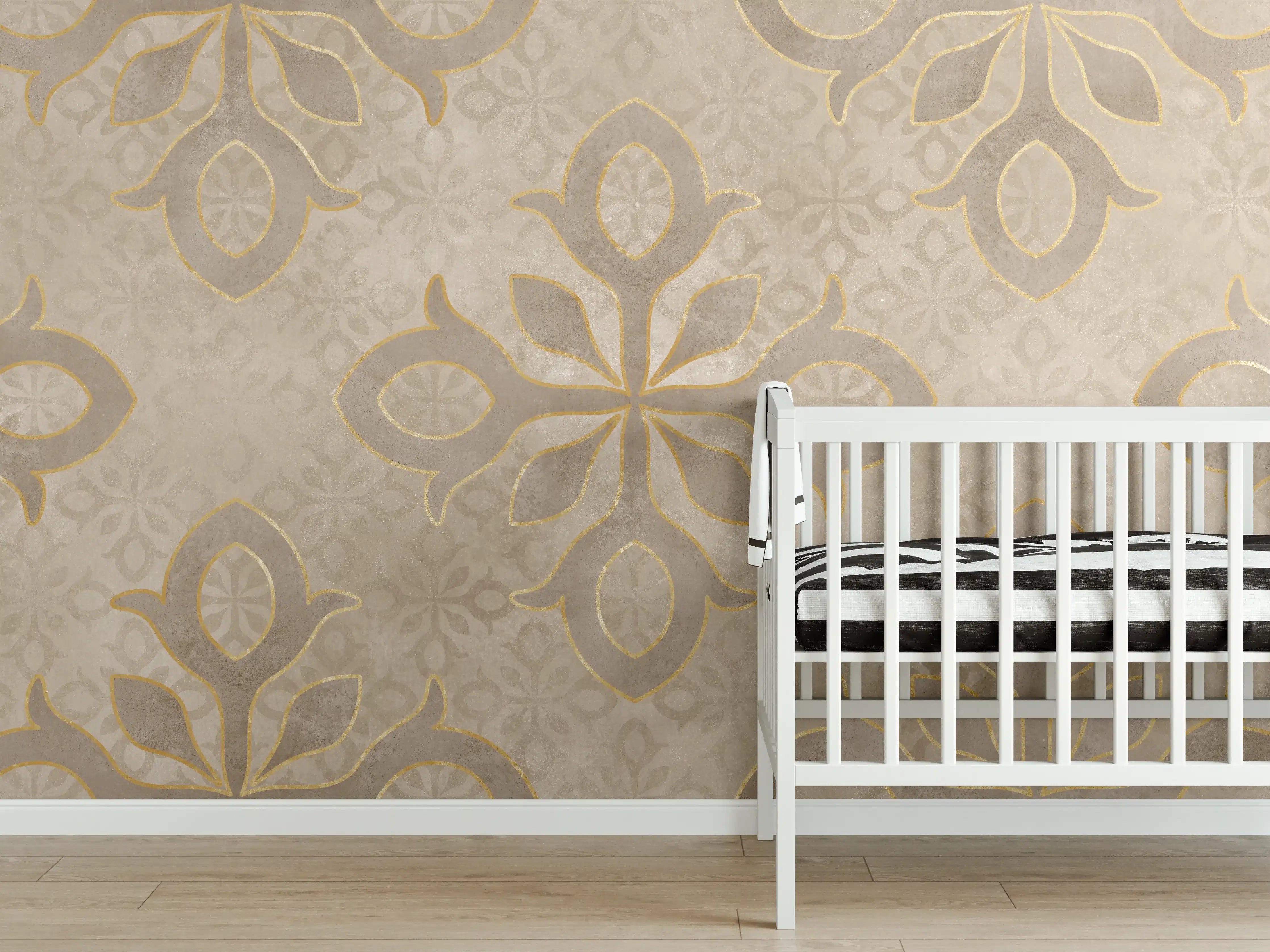 Babyzimmer Wandgestaltung - Königliches Ornament Muster 
