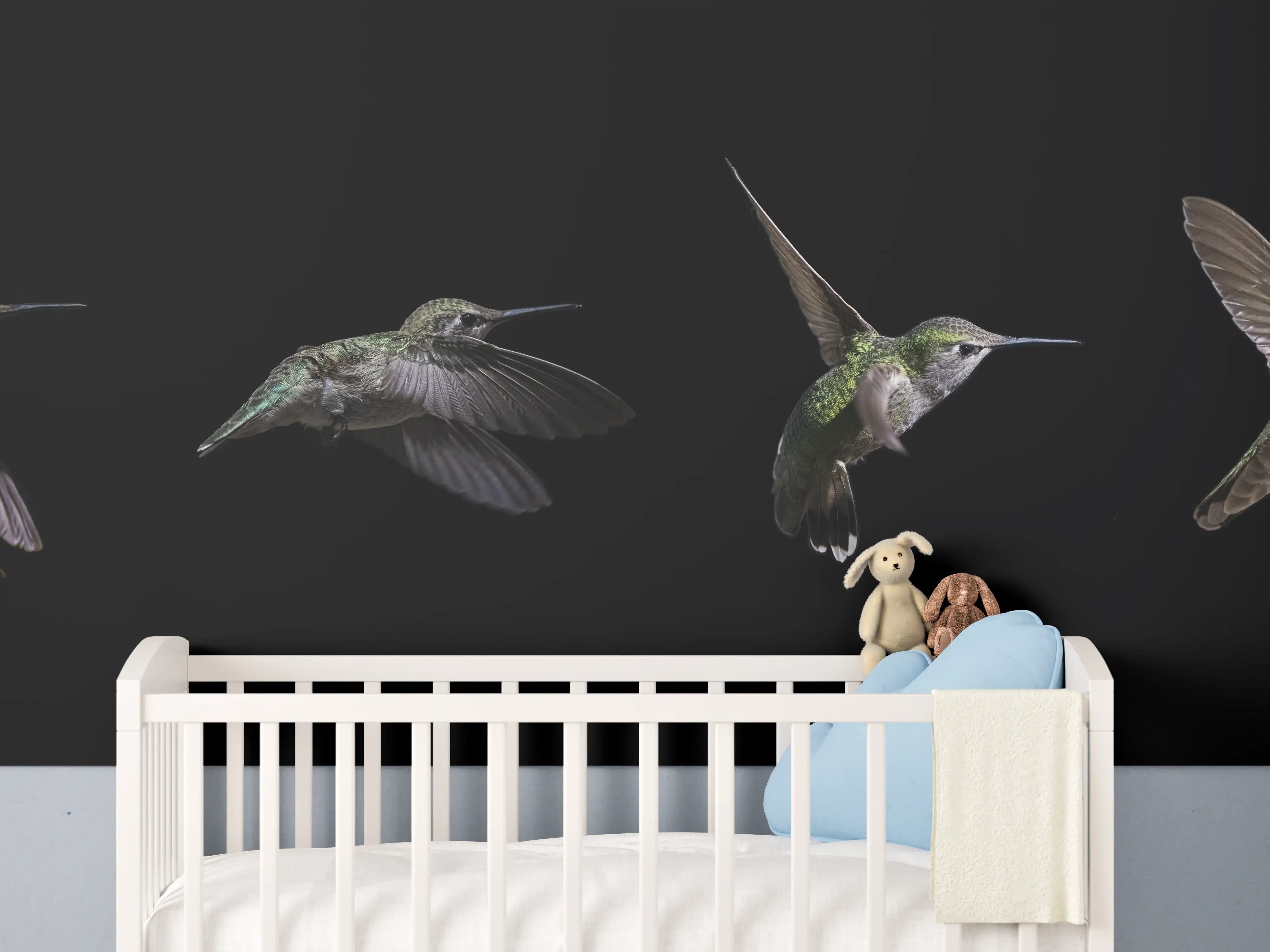 Babyzimmer Wandgestaltung - Kolibri beim Fressen der Aloe Vera-Blüte