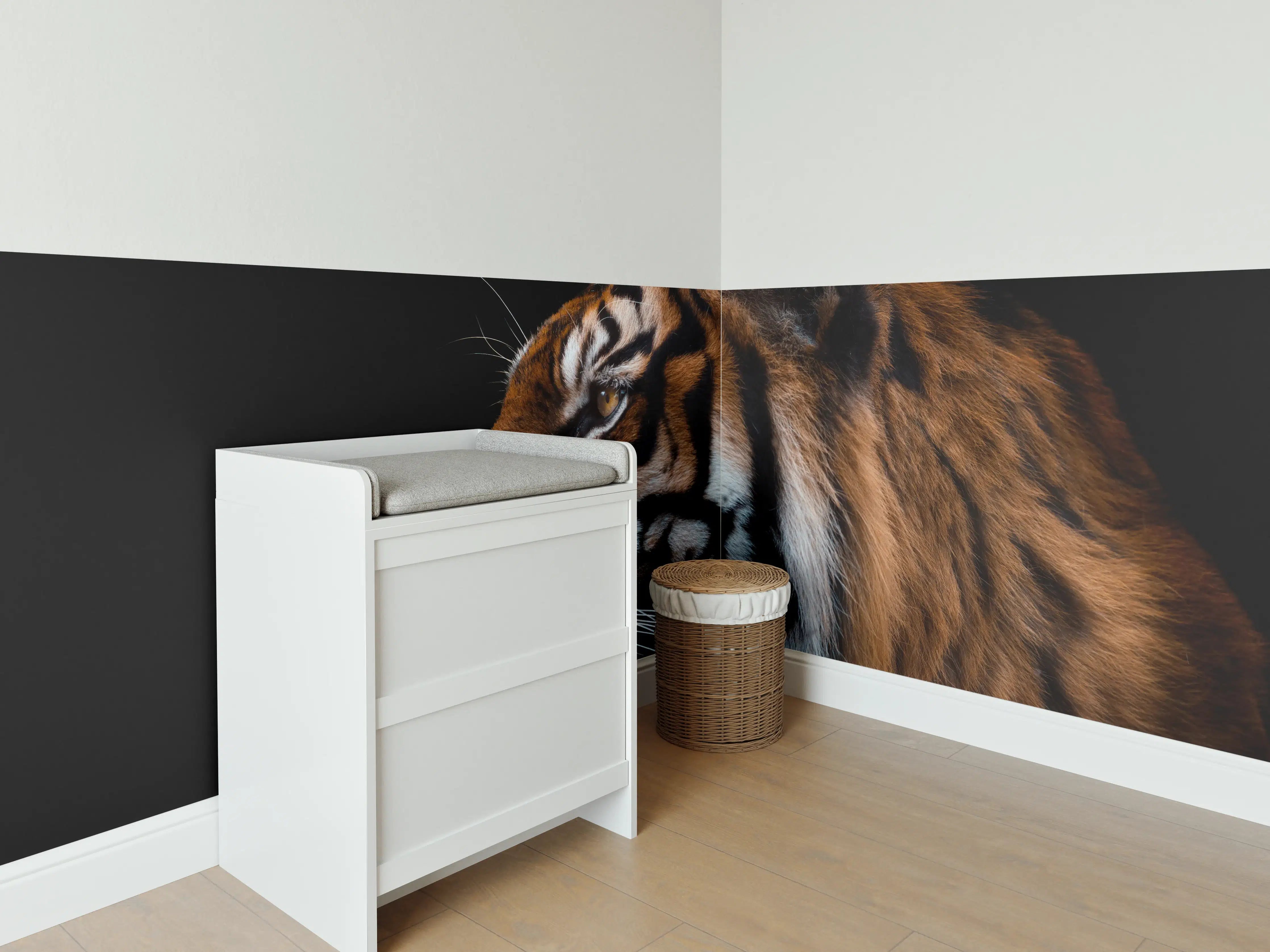 Babyzimmer Wandgestaltung - Kopf eines Sumatra-Tigers geschlossen
