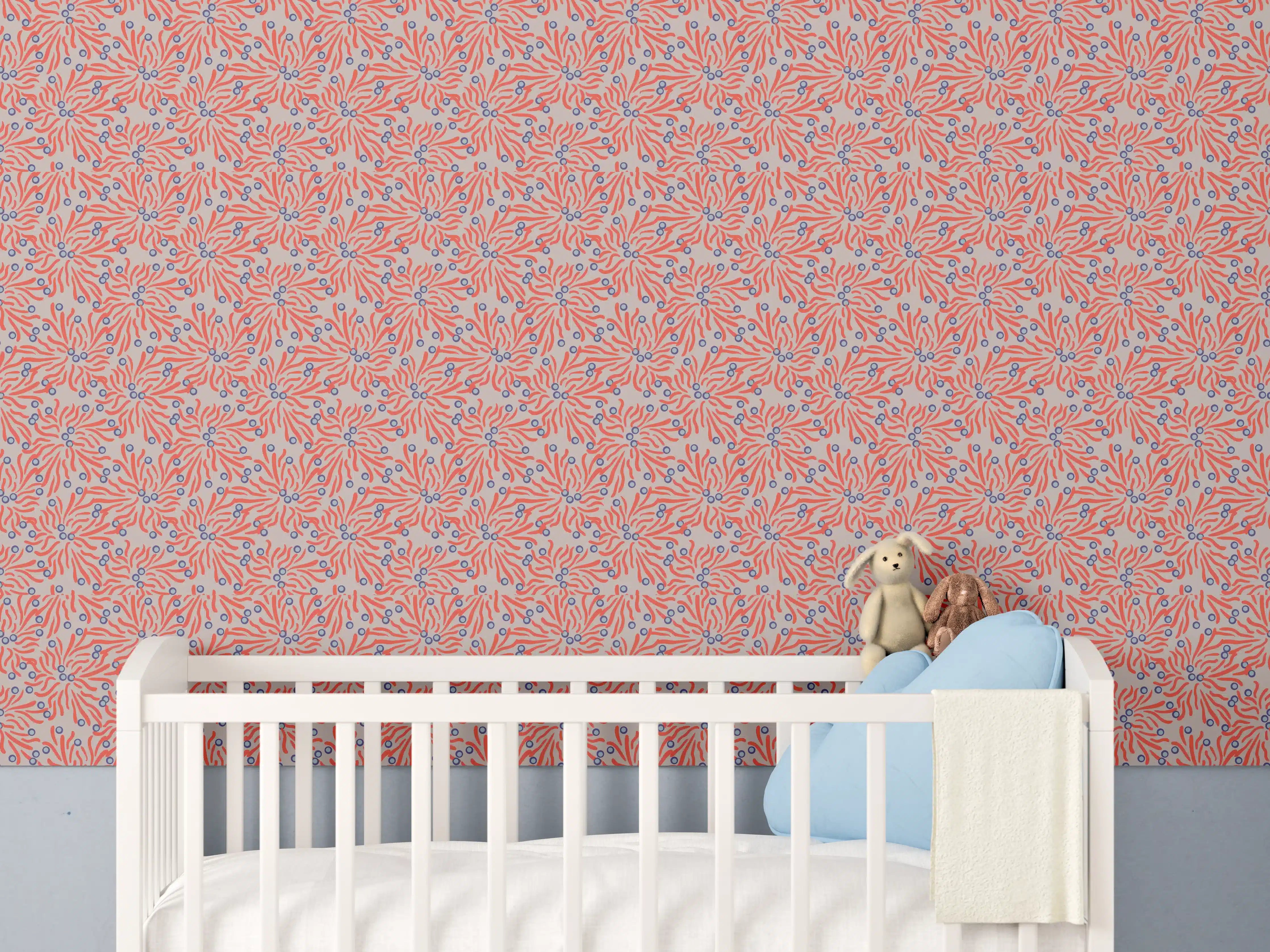 Babyzimmer Wandgestaltung - Korallen-Abstrakt Korallenrosa