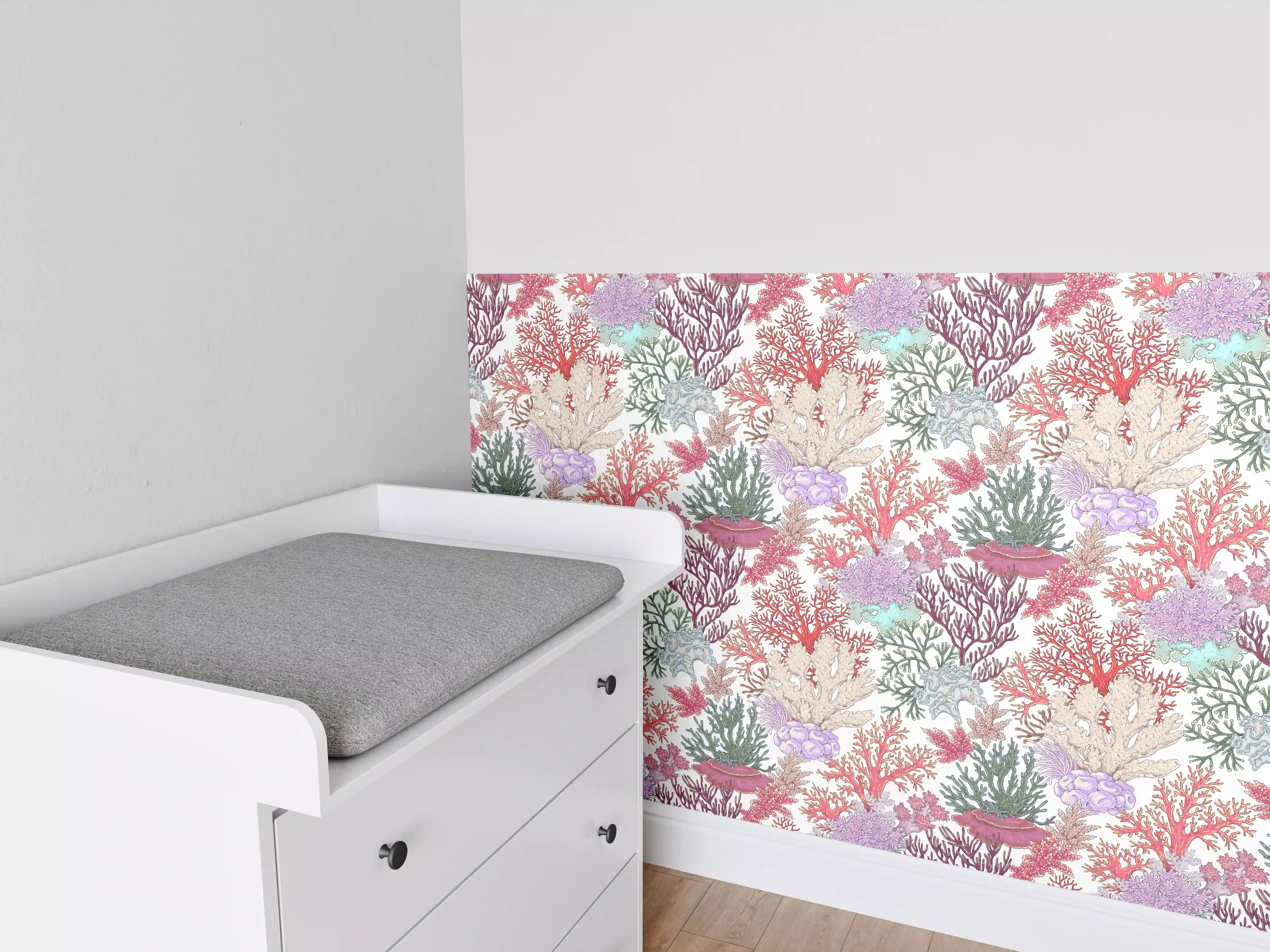 Babyzimmer Wandgestaltung - Korallenriff in Pastellfarben