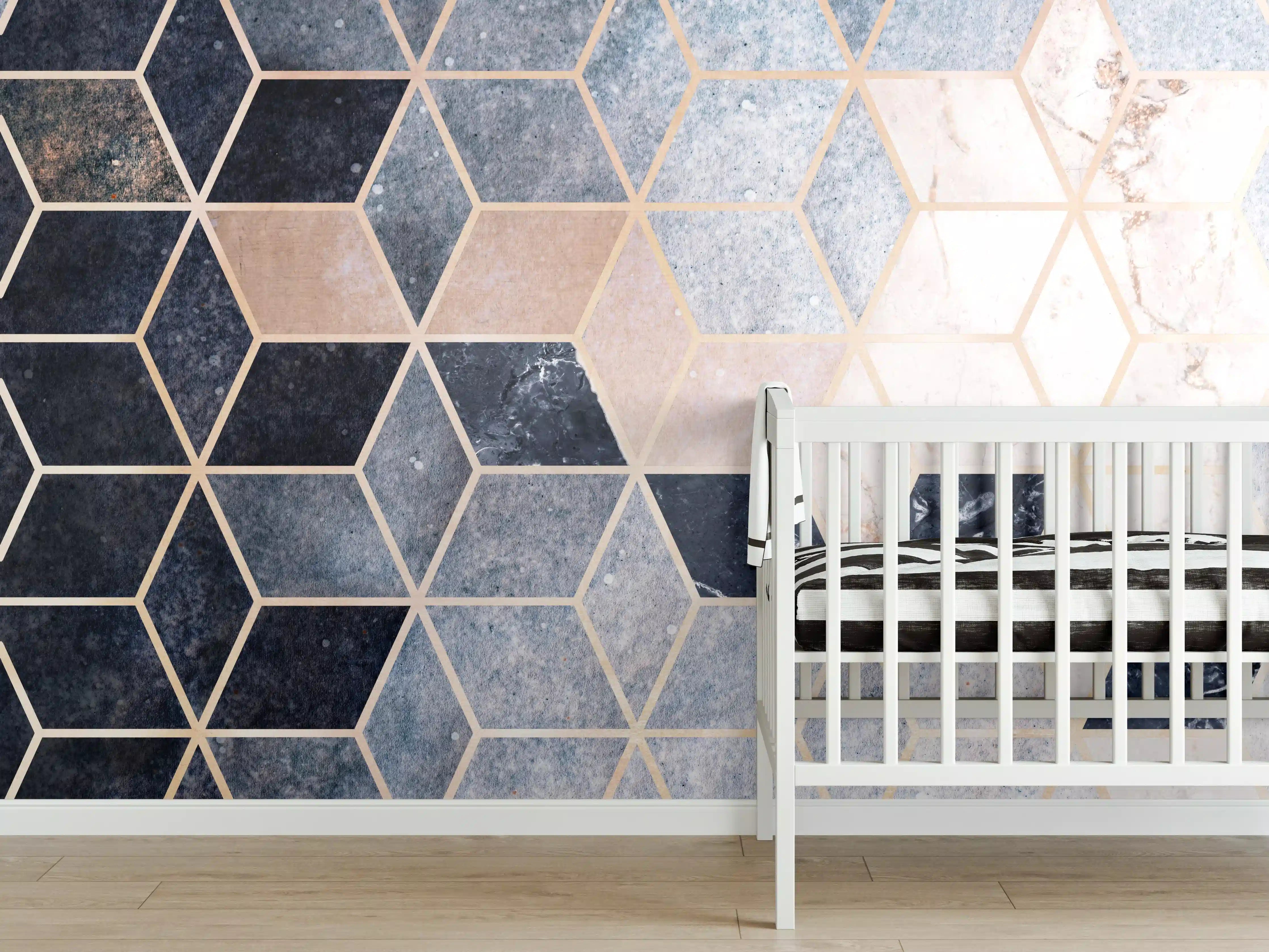 Babyzimmer Wandgestaltung - Kubisches marmorartiges Muster