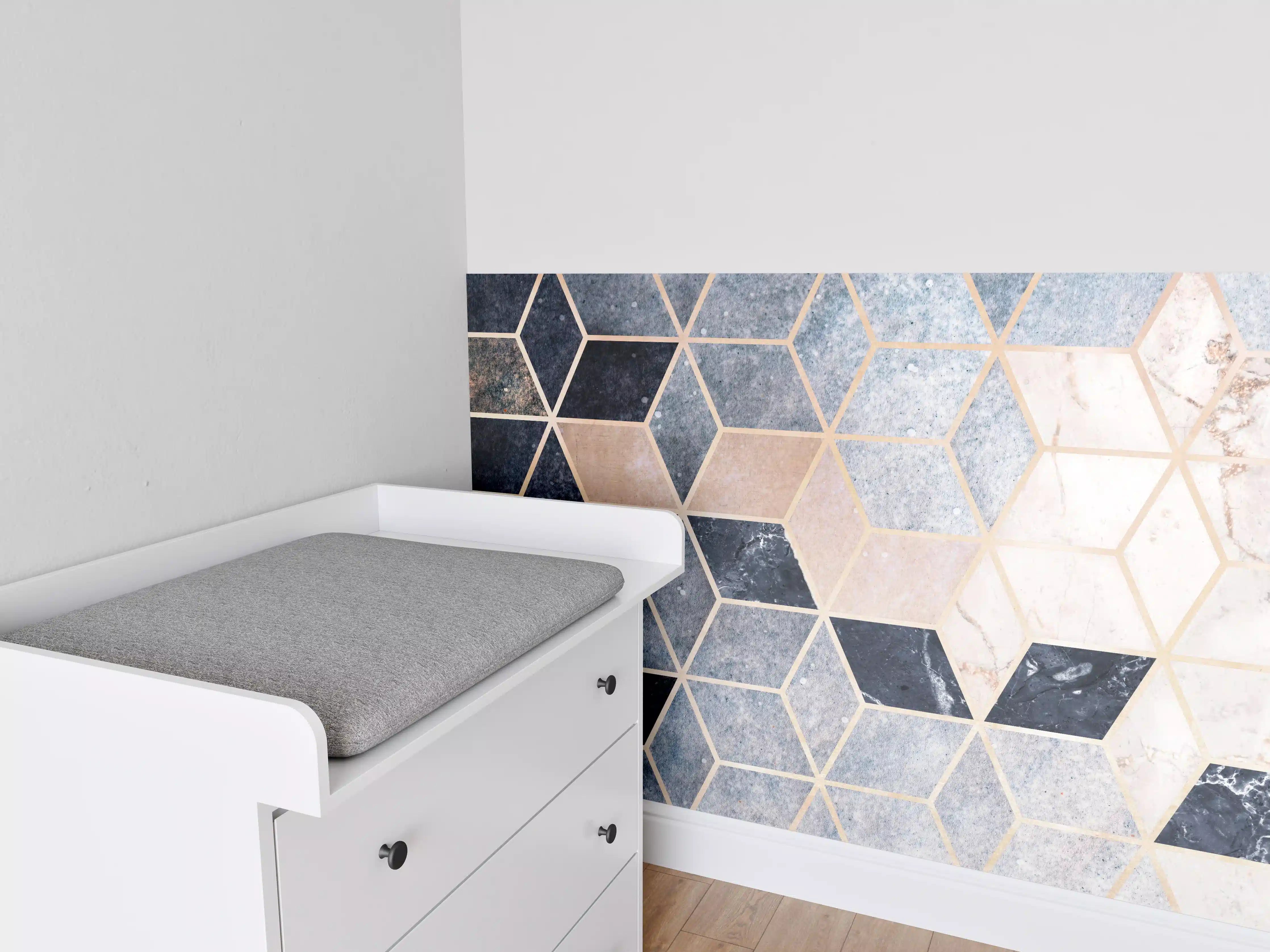 Babyzimmer Wandgestaltung - Kubisches marmorartiges Muster