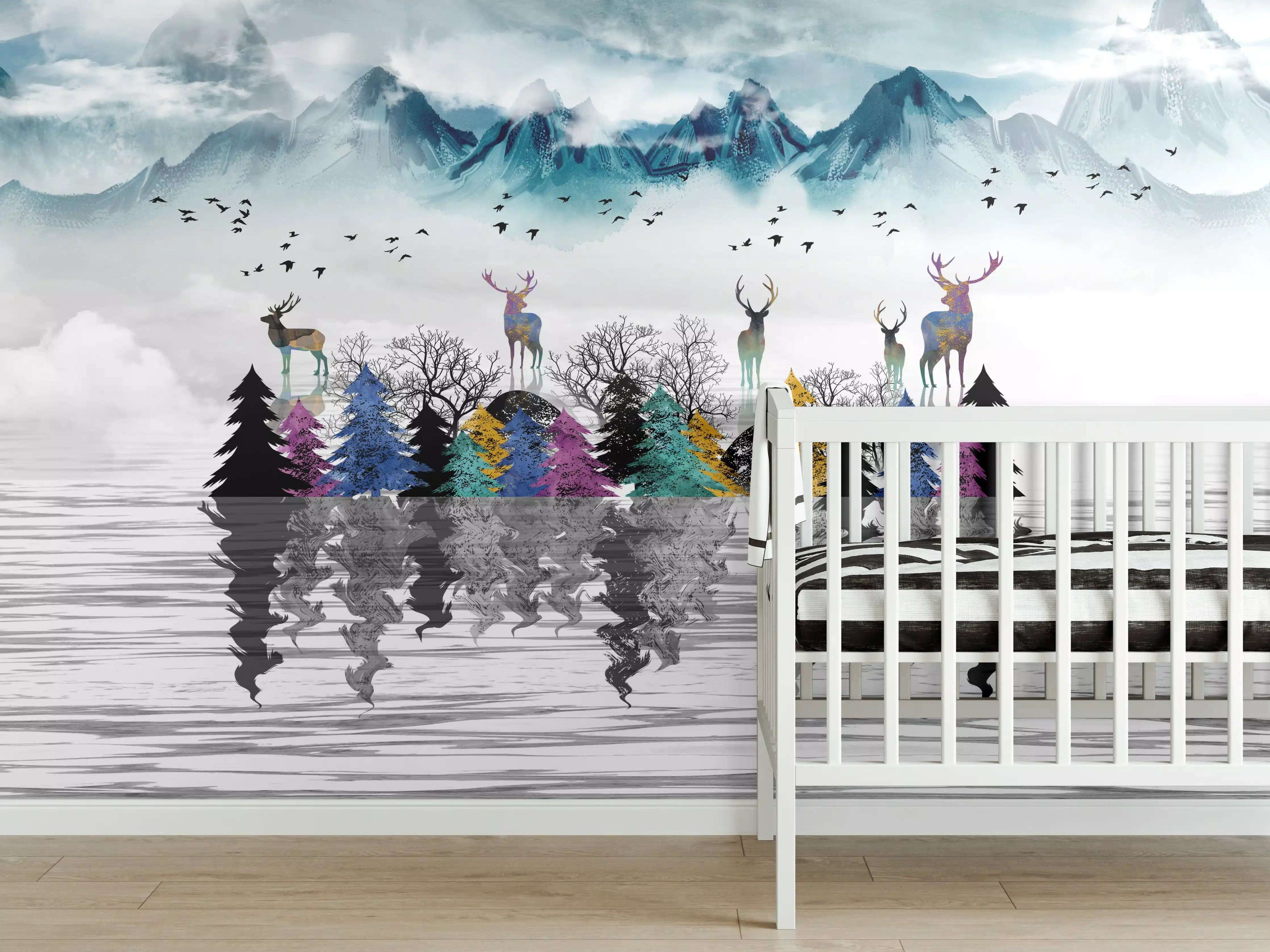 Babyzimmer Wandgestaltung - Künstlerische Landschaft - Portrait
