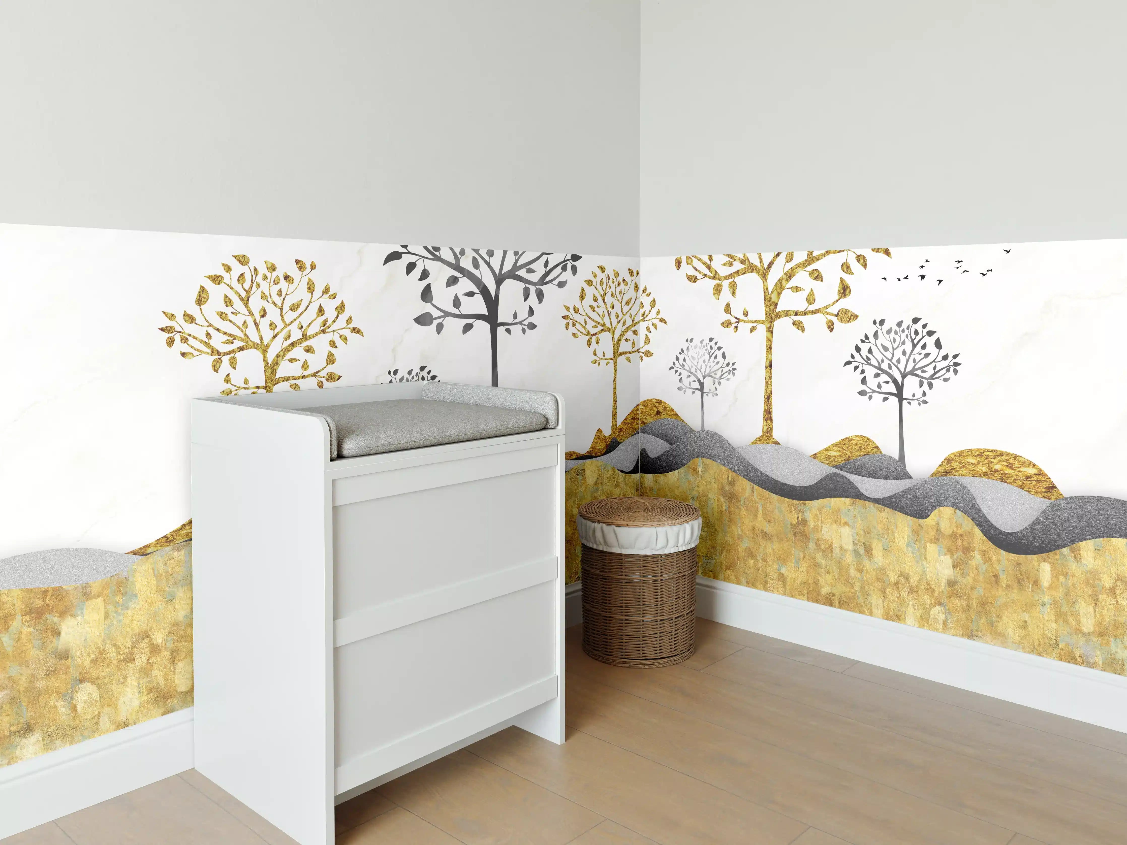 Babyzimmer Wandgestaltung - Kunsttapete einer Landschaft