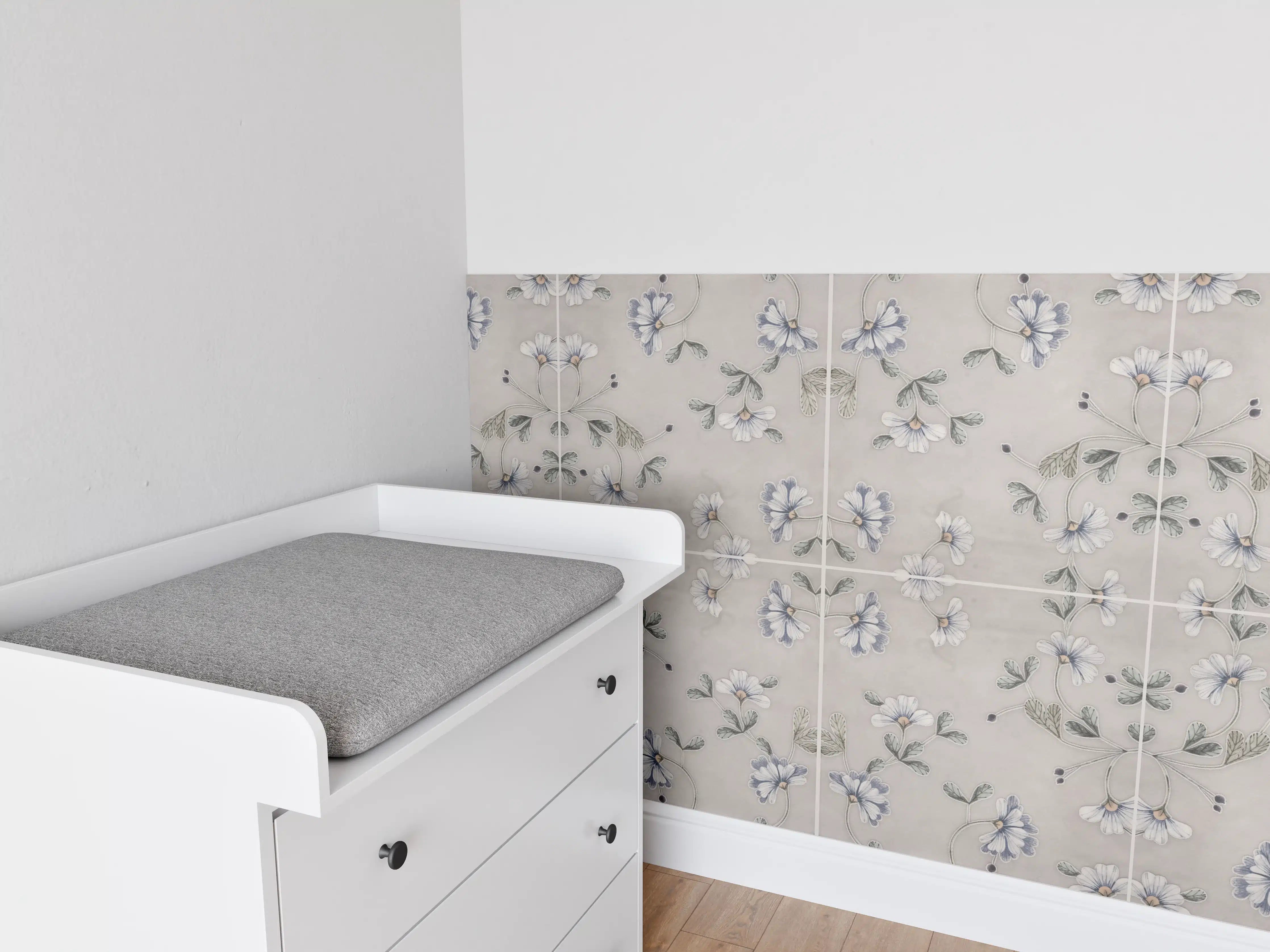 Babyzimmer Wandgestaltung - Lädierte Vintage Patchwork-Fliesen