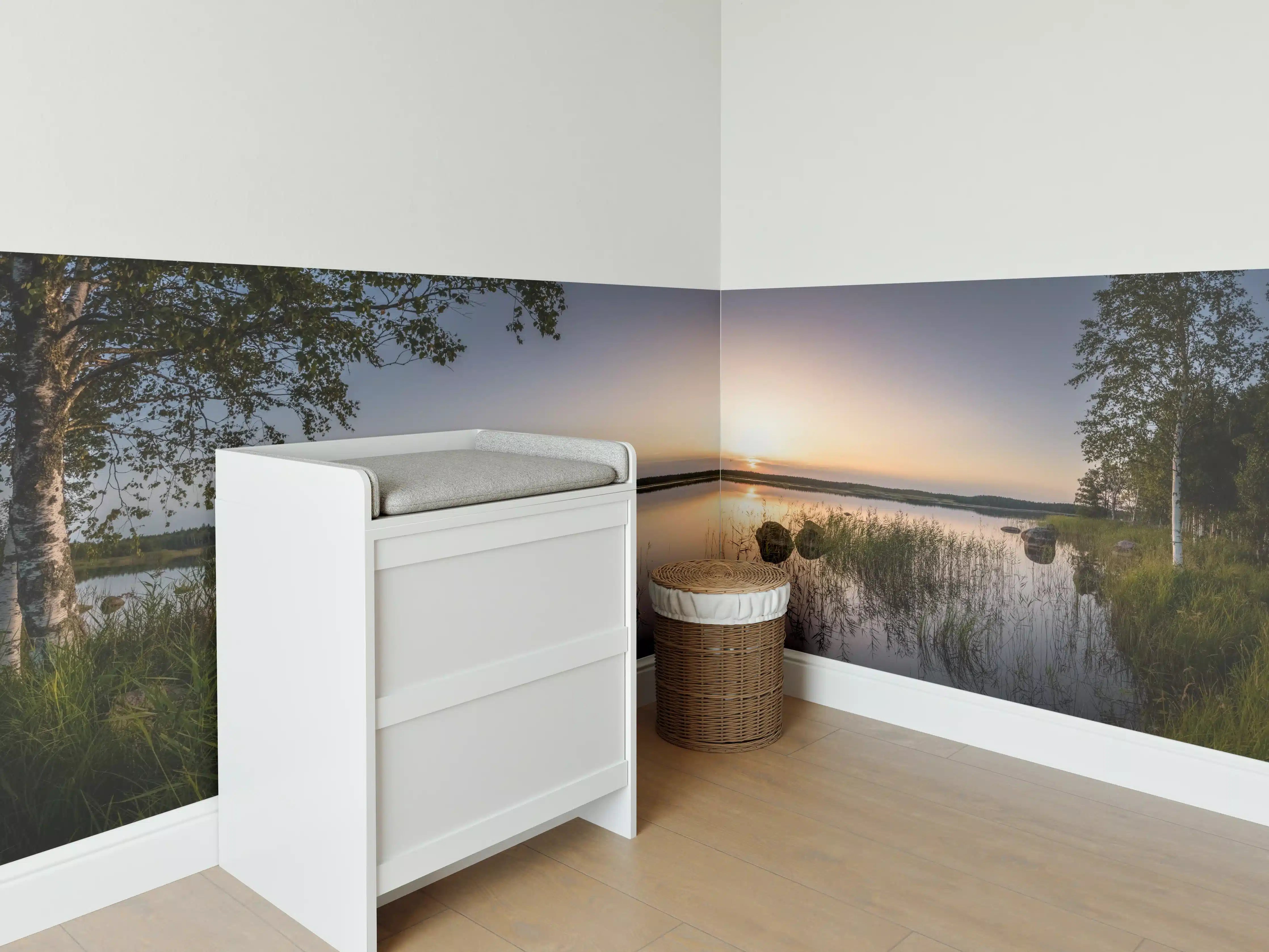Babyzimmer Wandgestaltung - Landschaft in der Dämmerung - Sonnenuntergang