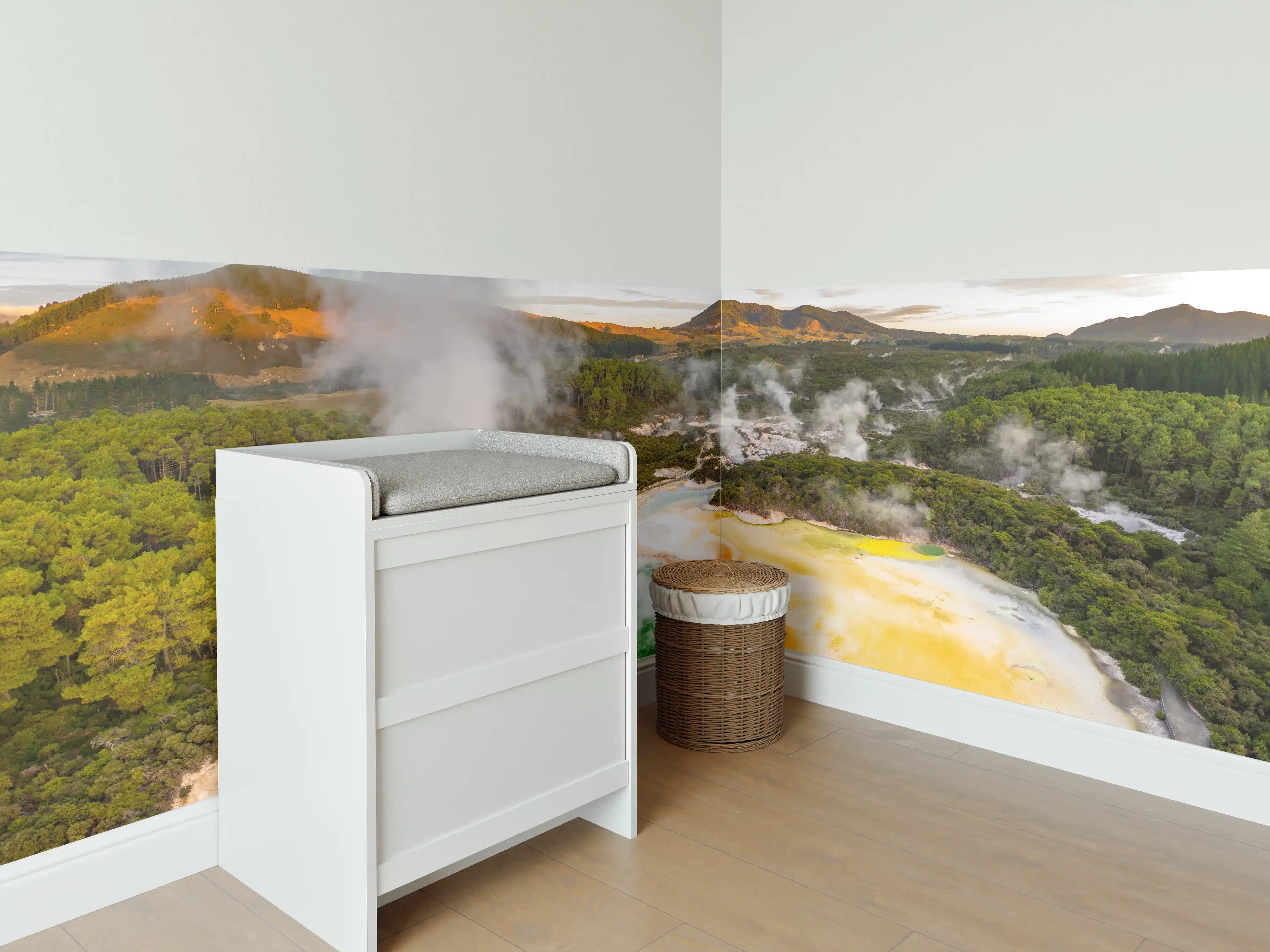 Babyzimmer Wandgestaltung - Landschaft mit kochend heißem Schlamm