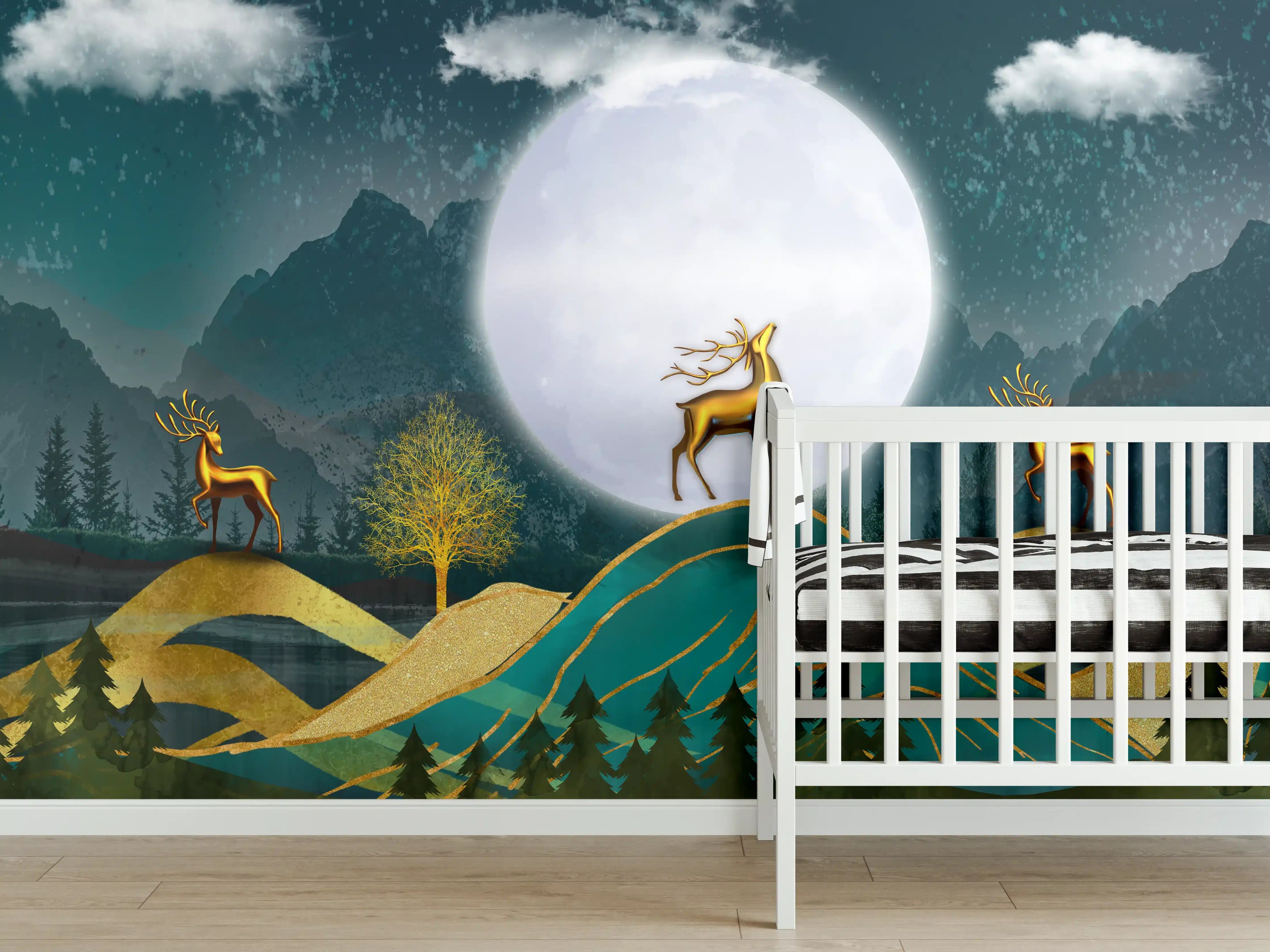 Babyzimmer Wandgestaltung - Landschafts Darstellung - Grafik