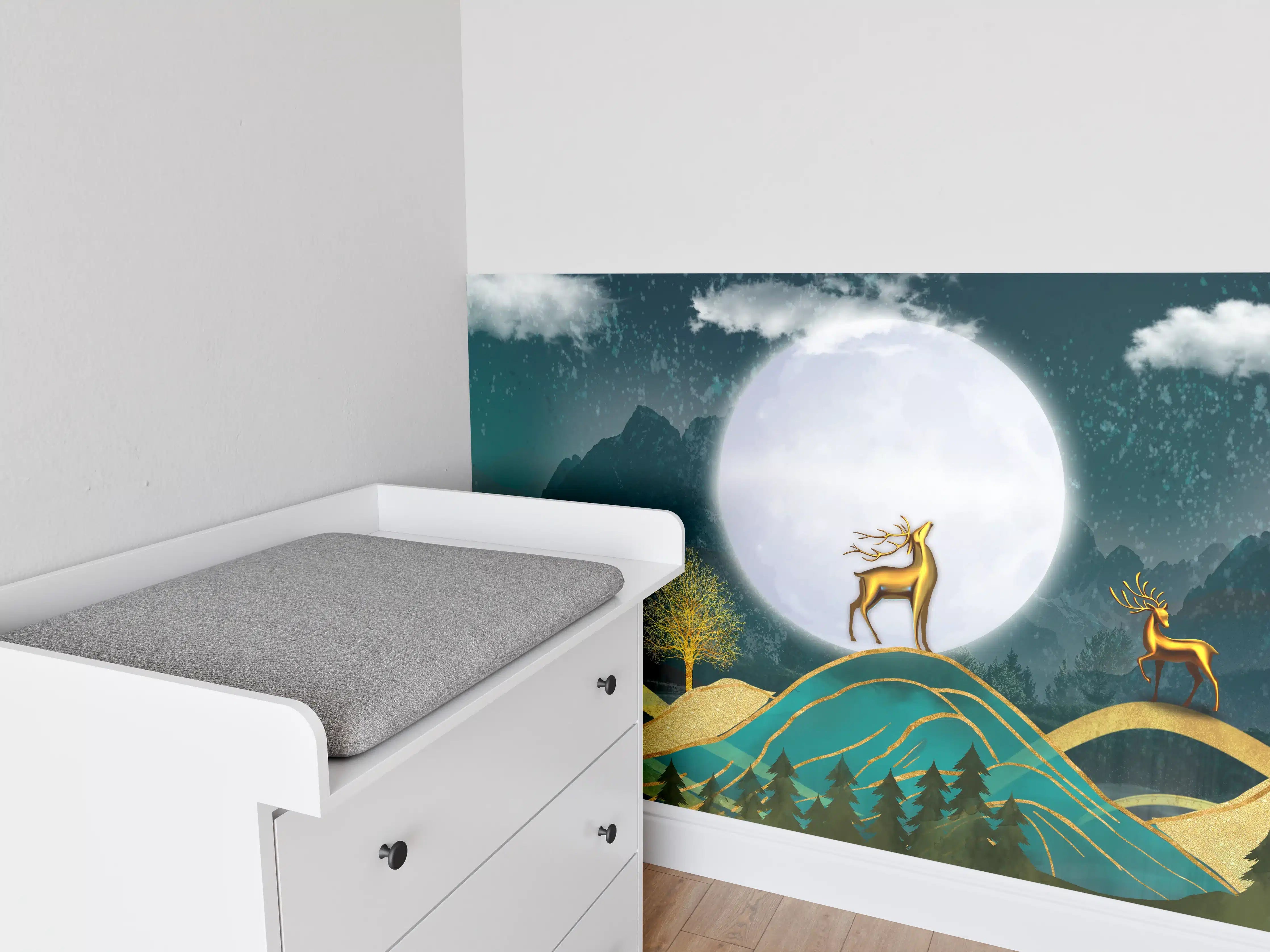 Babyzimmer Wandgestaltung - Landschafts Darstellung - Grafik