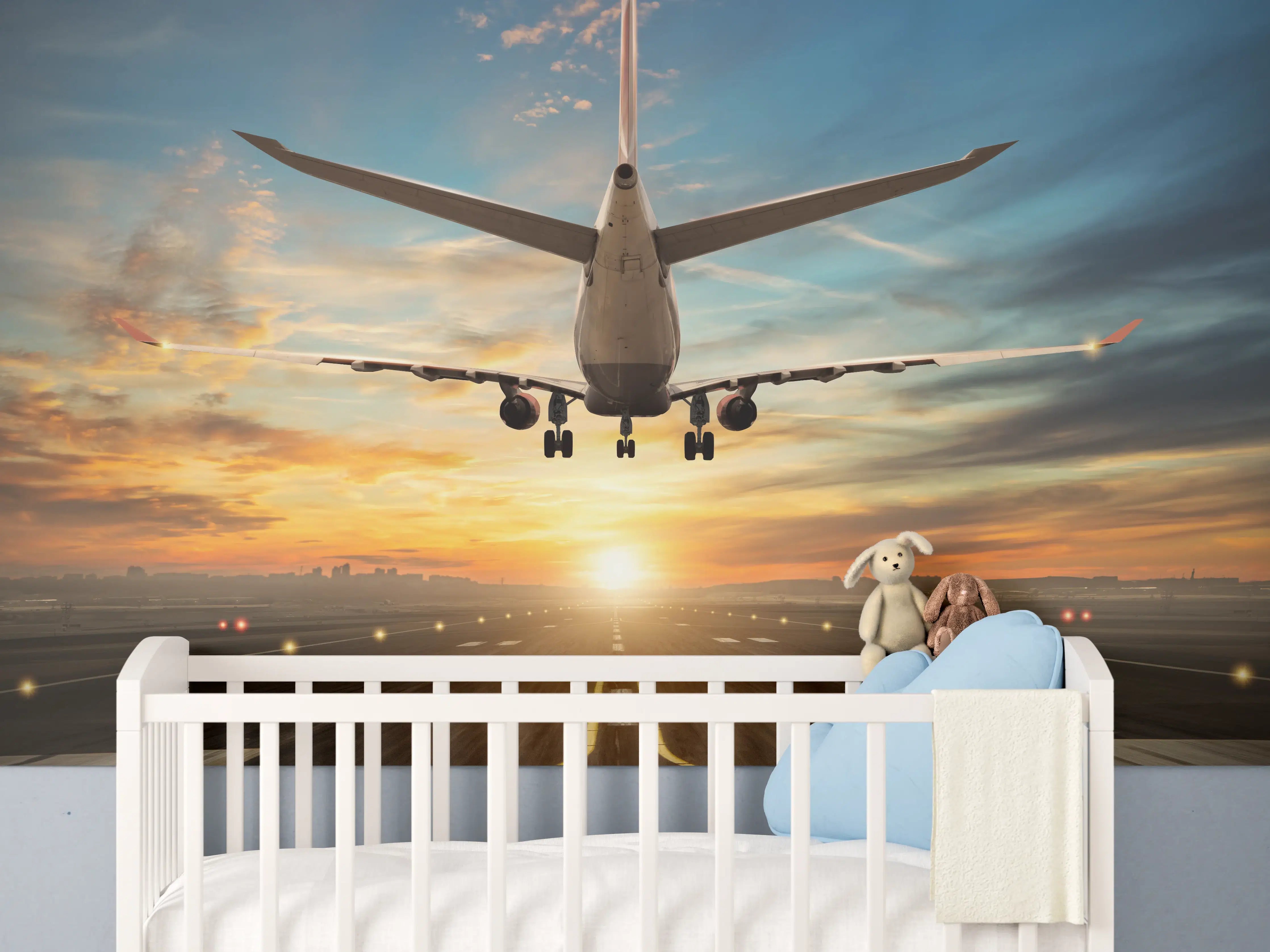Babyzimmer Wandgestaltung - Landung bei wunderschönem Sonnenuntergang