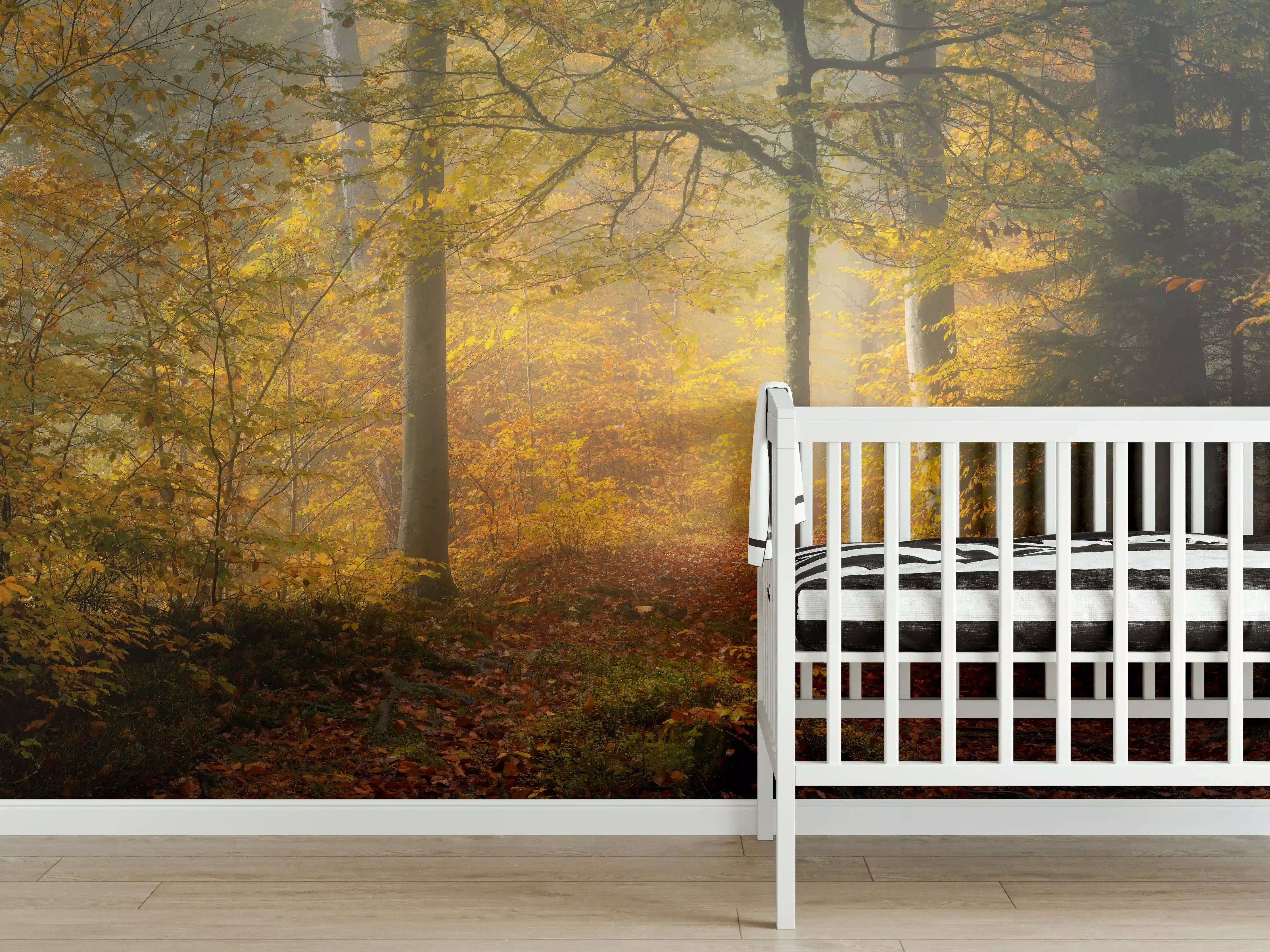 Babyzimmer Wandgestaltung - Laub im Wald