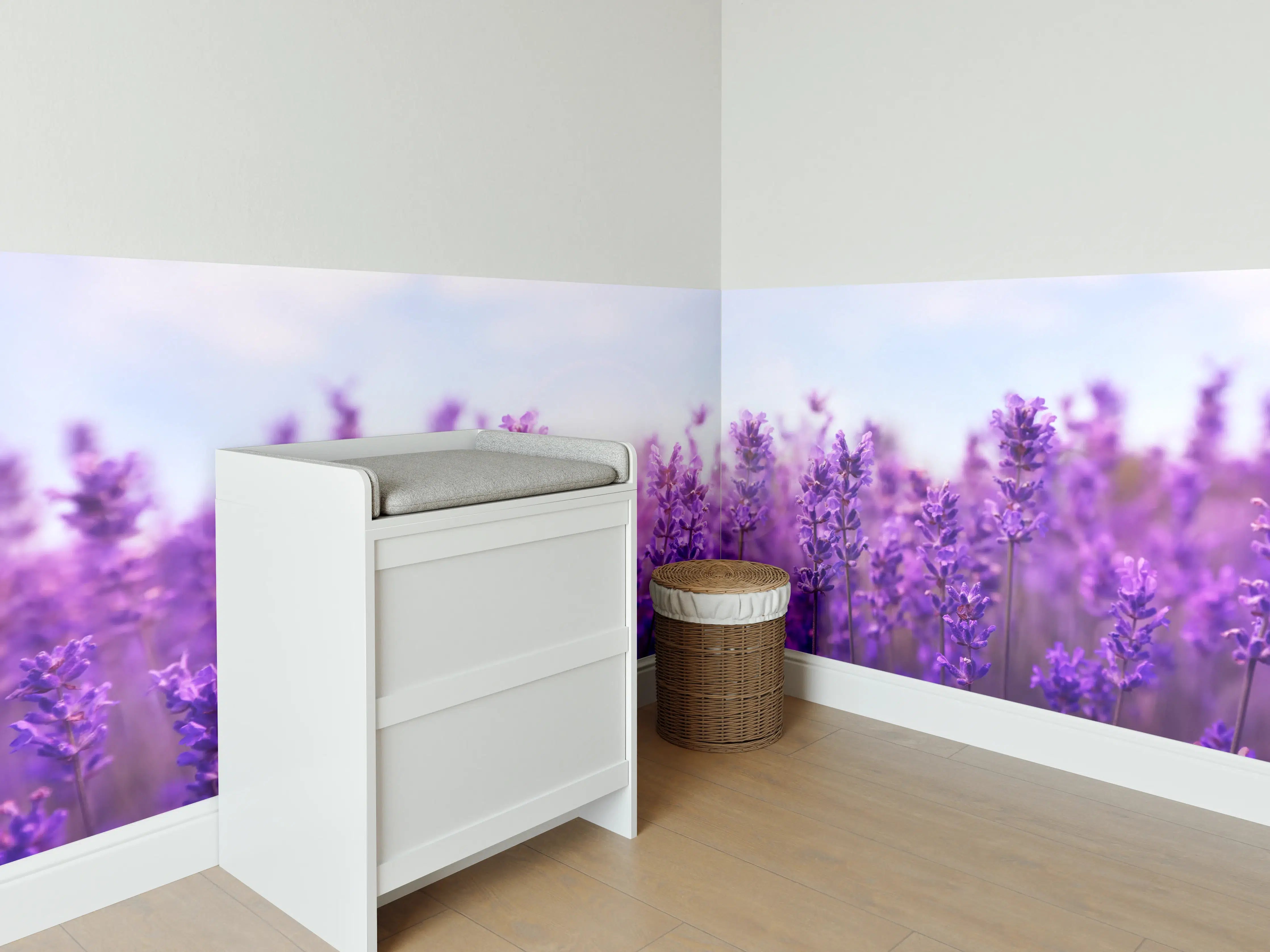 Babyzimmer Wandgestaltung - Lavendelfeld in Lila
