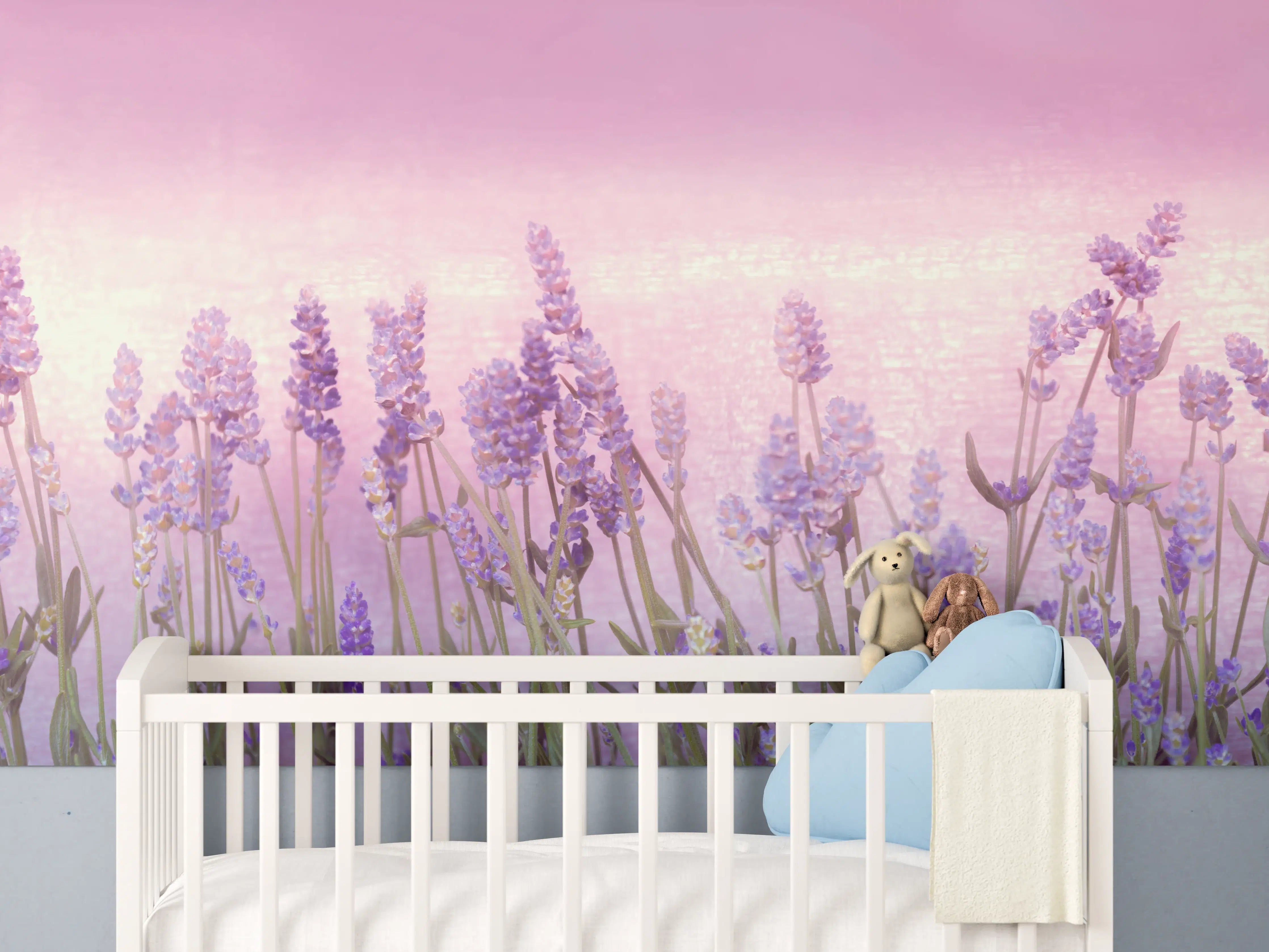 Babyzimmer Wandgestaltung - Lavendelwiese Rosa-Lila