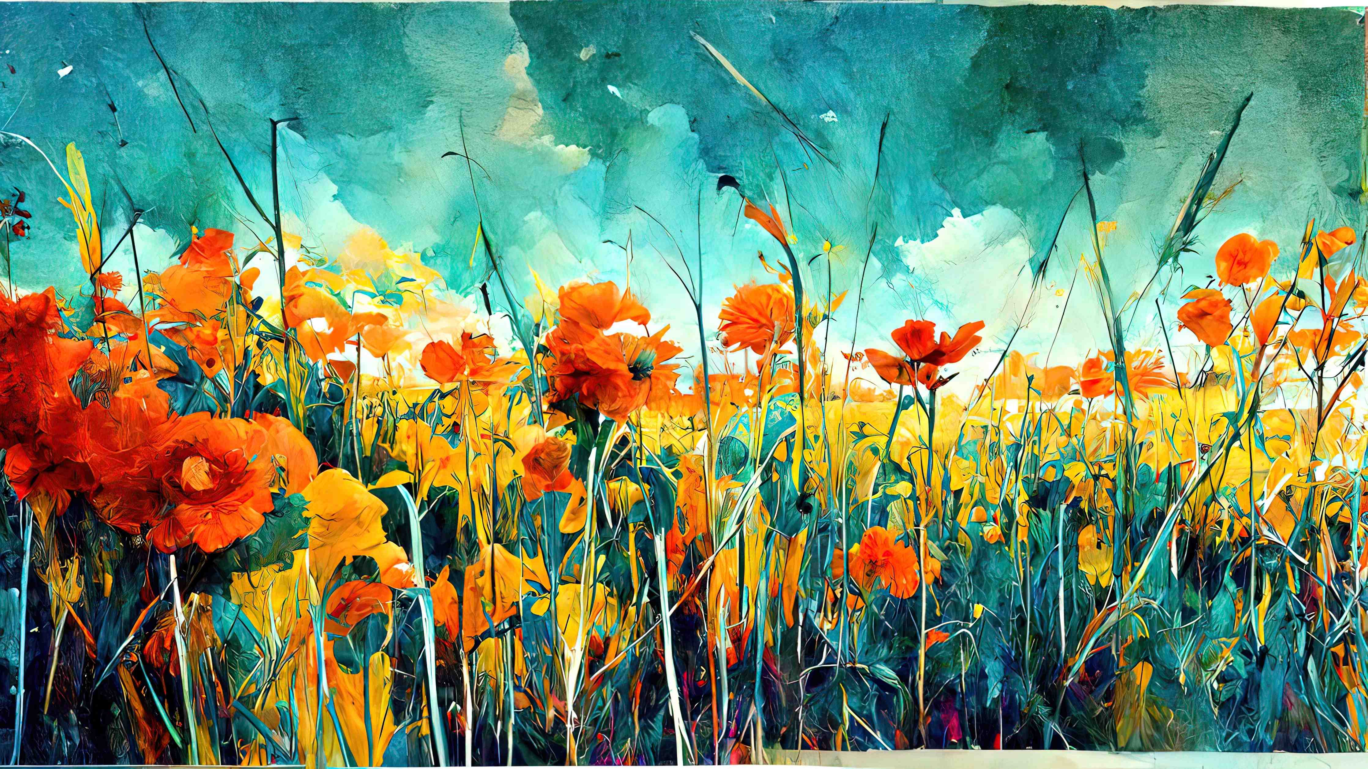 Babyzimmer Wandgestaltung-Lebendige Blumenwiese in Aquarellfarben