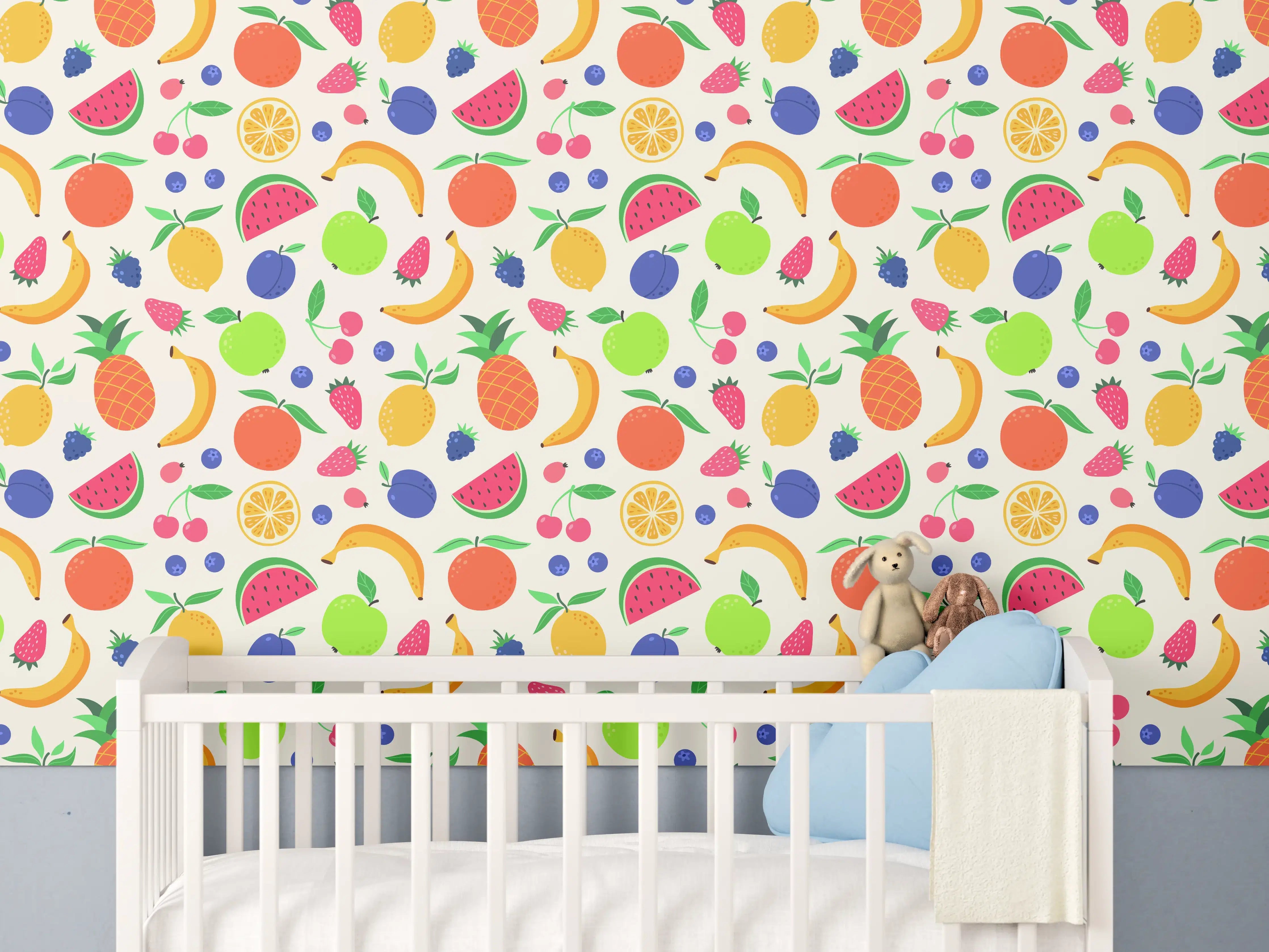 Babyzimmer Wandgestaltung - Lebendige Obst- und Gemüsethemen