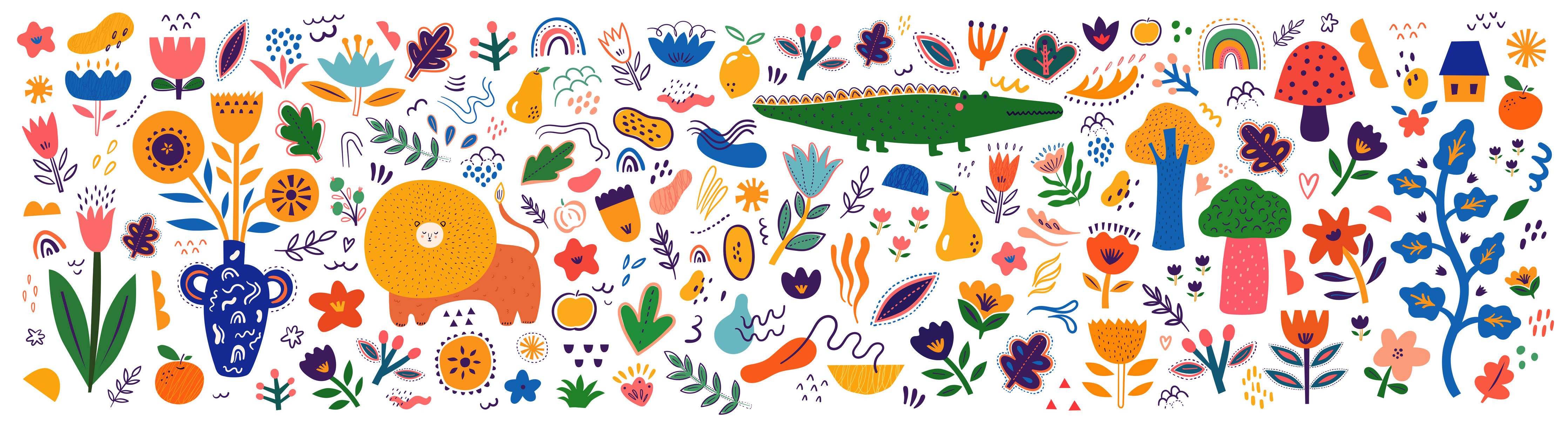 Babyzimmer Wandgestaltung-Lebendige bunte Blumenwiese