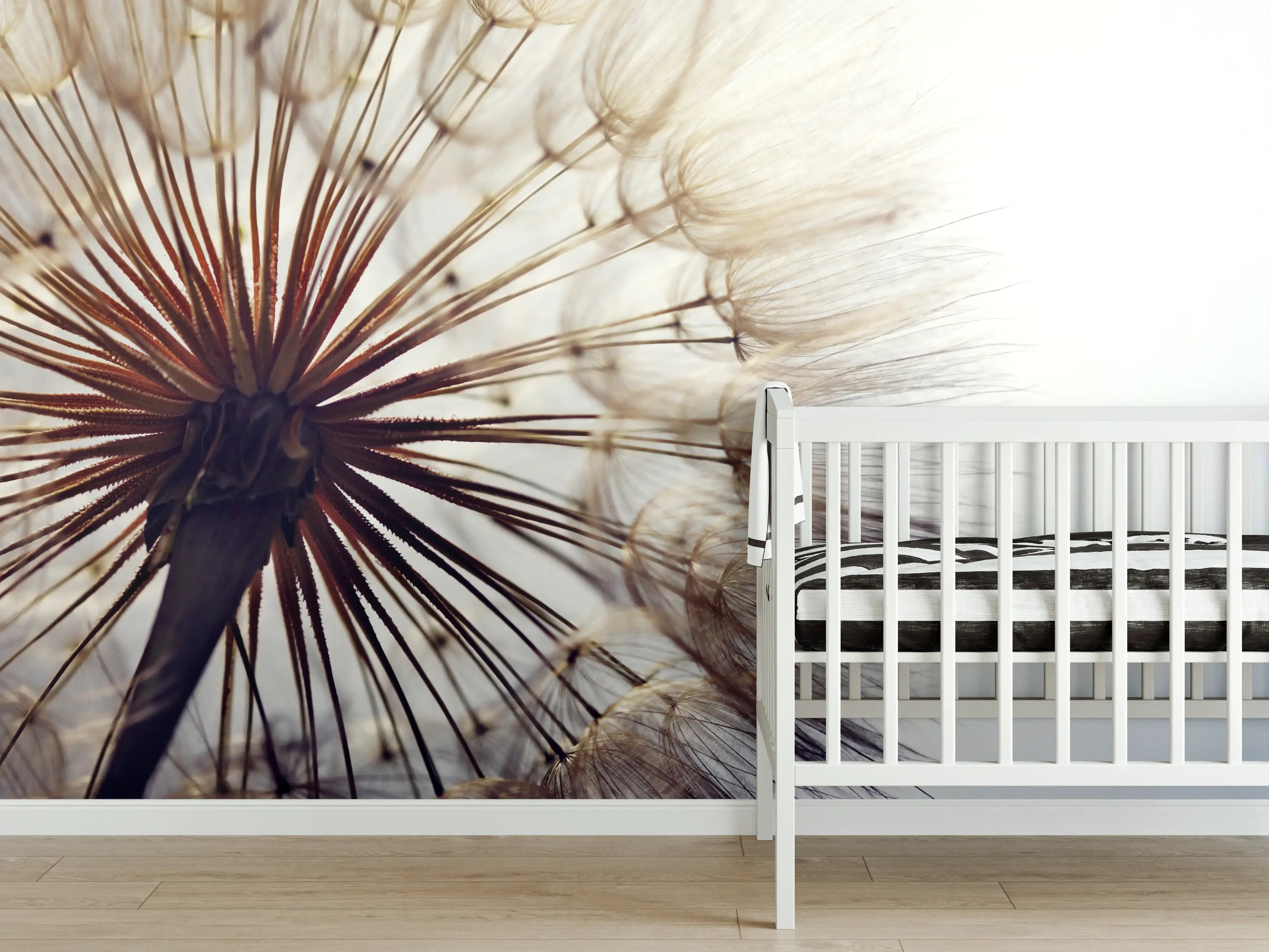 Babyzimmer Wandgestaltung - Leichte Pusteblumen mit zarter Frühlingsbrise
