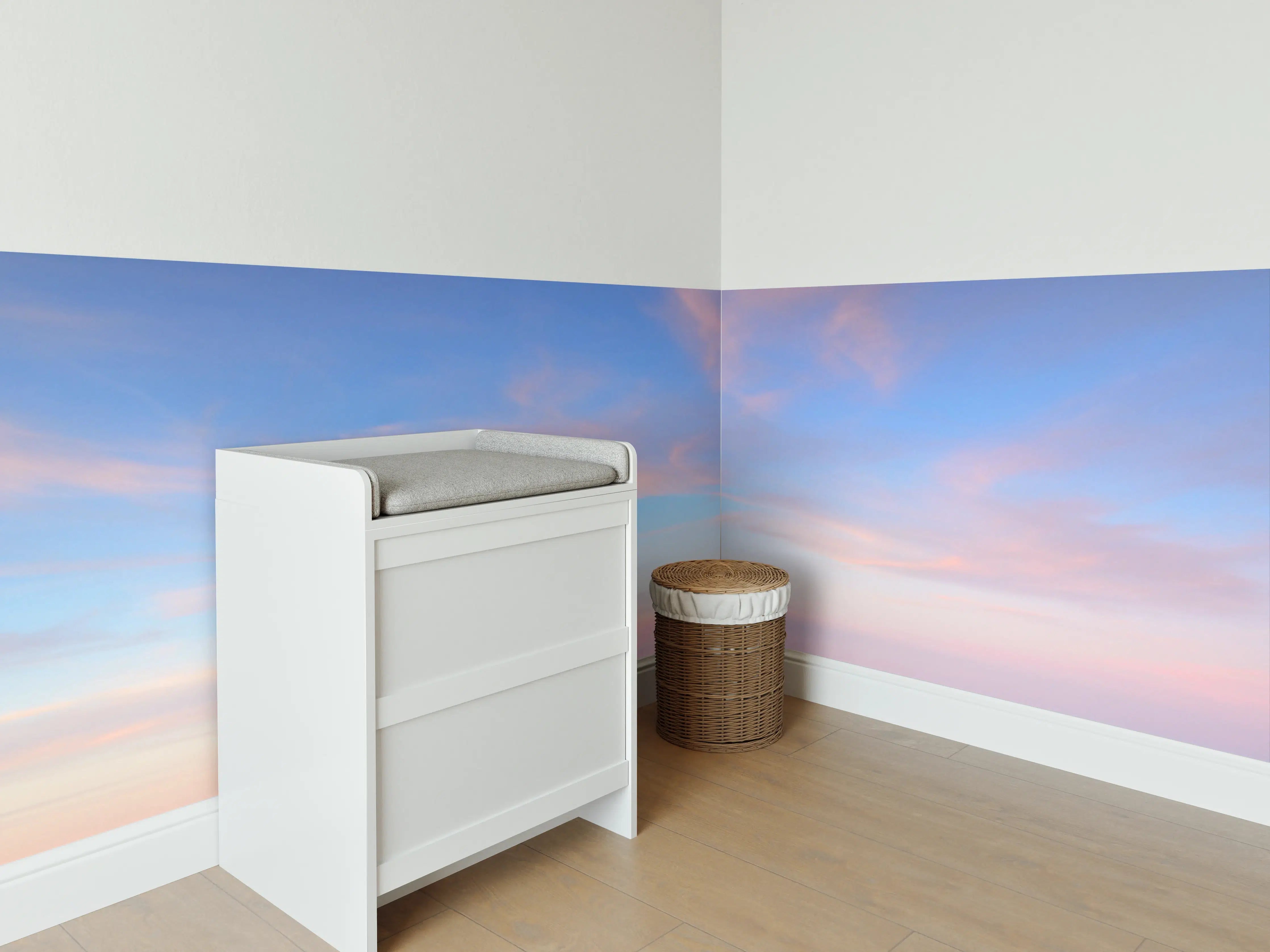 Babyzimmer Wandgestaltung - Leichter Himmel mit sanften Farbverläufen