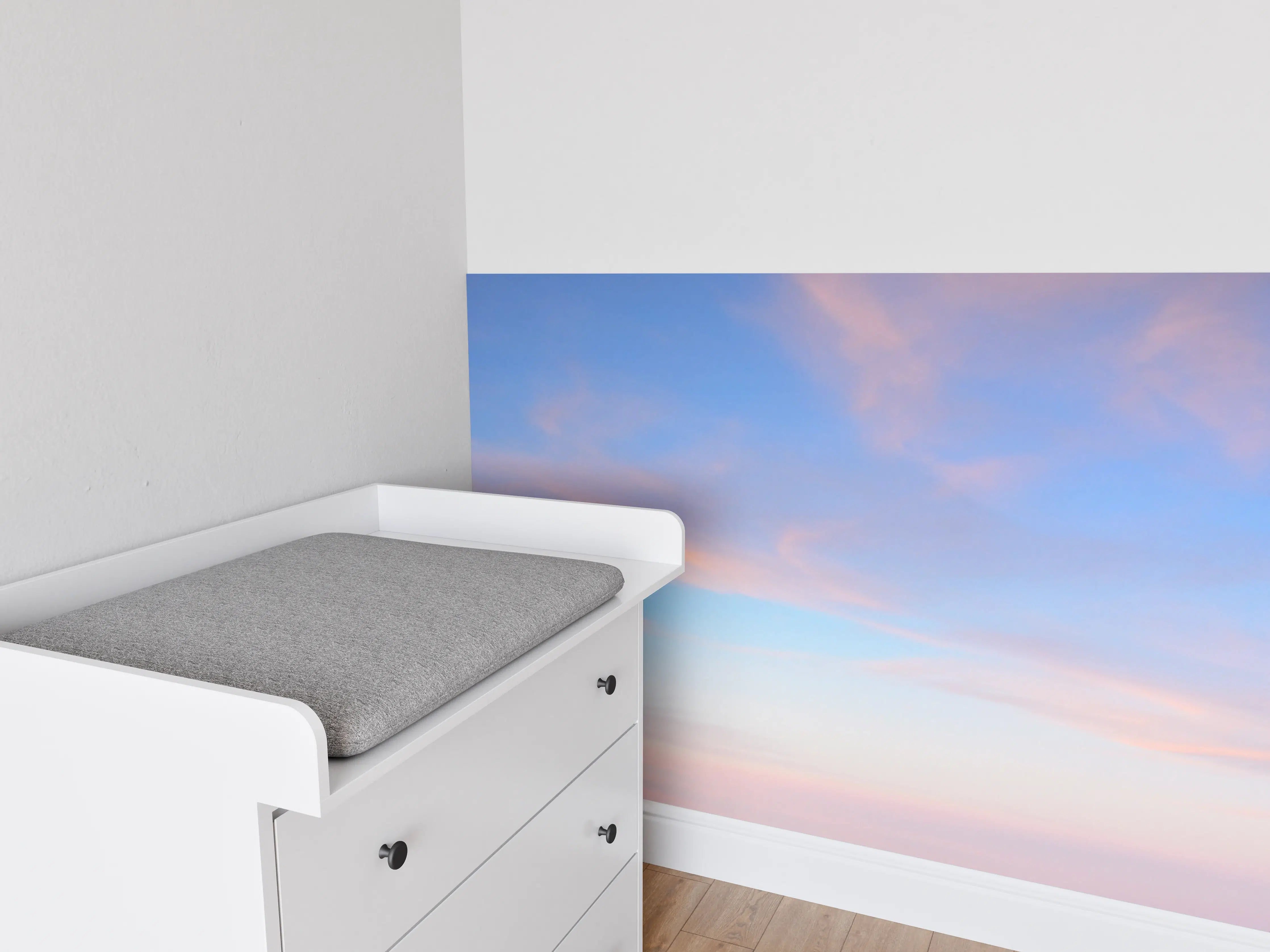 Babyzimmer Wandgestaltung - Leichter Himmel mit sanften Farbverläufen