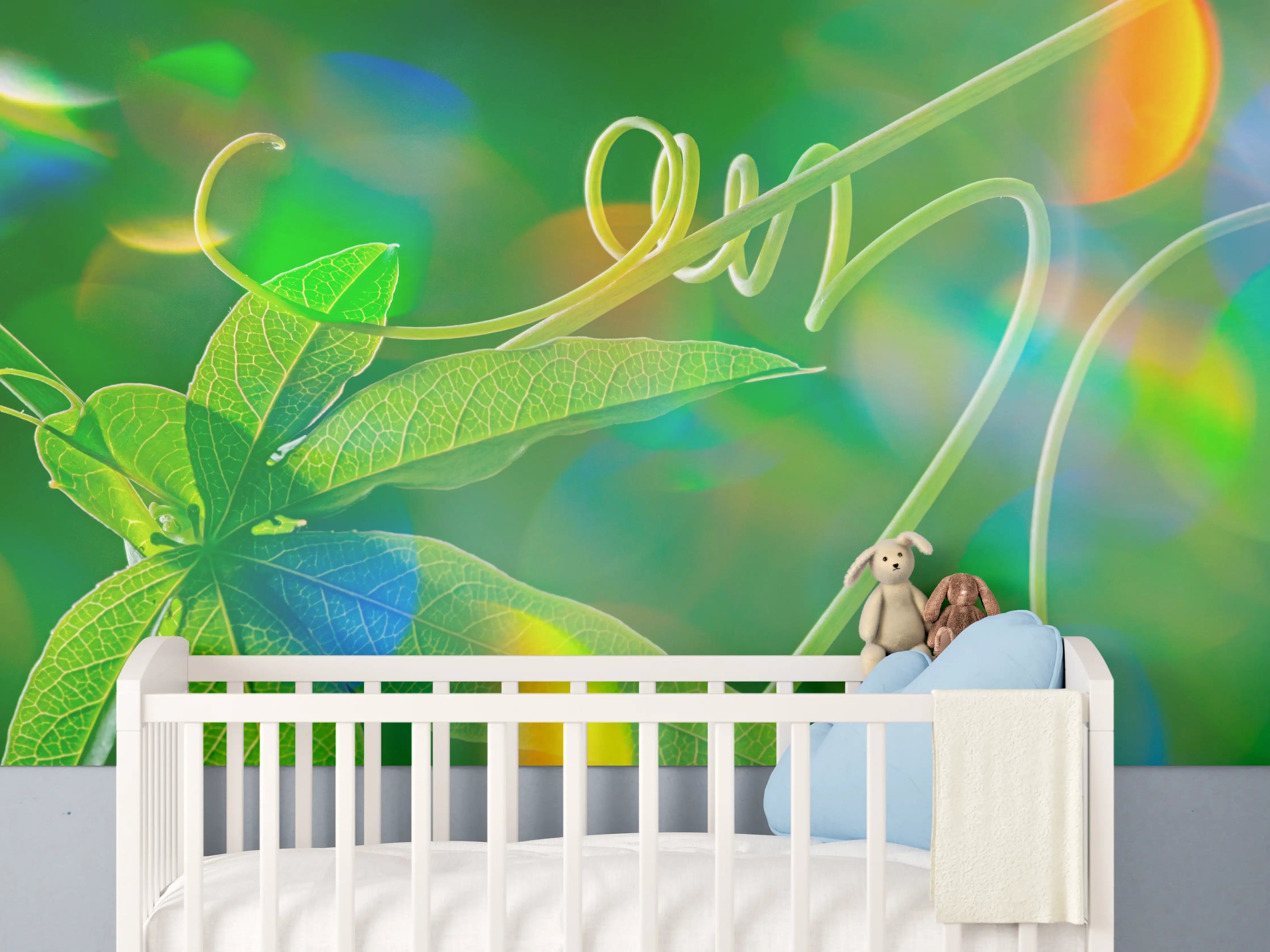 Babyzimmer Wandgestaltung - Leuchtendes Grün auf Dunkel