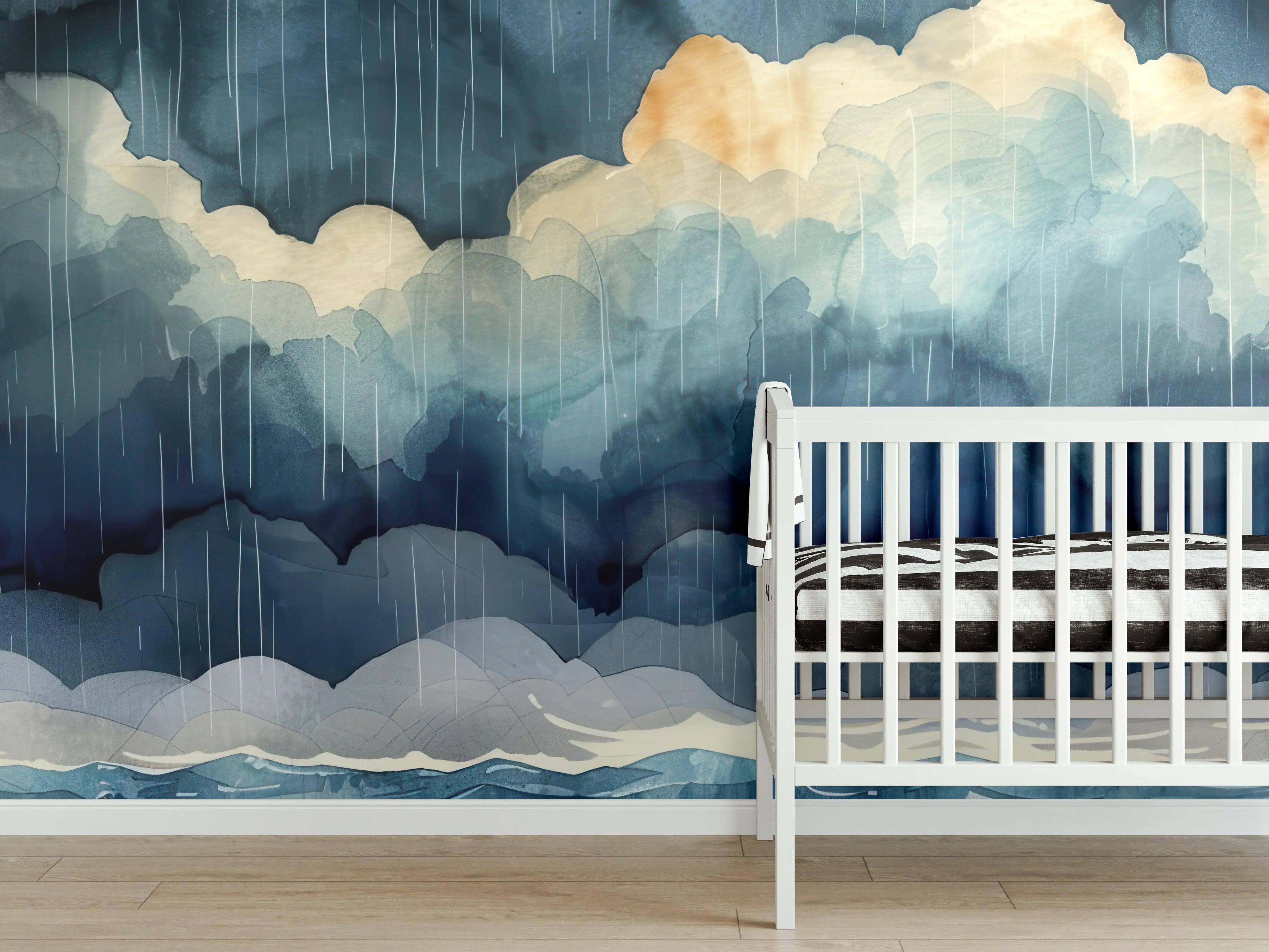Babyzimmer Wandgestaltung - Leuchtturm im Sturm