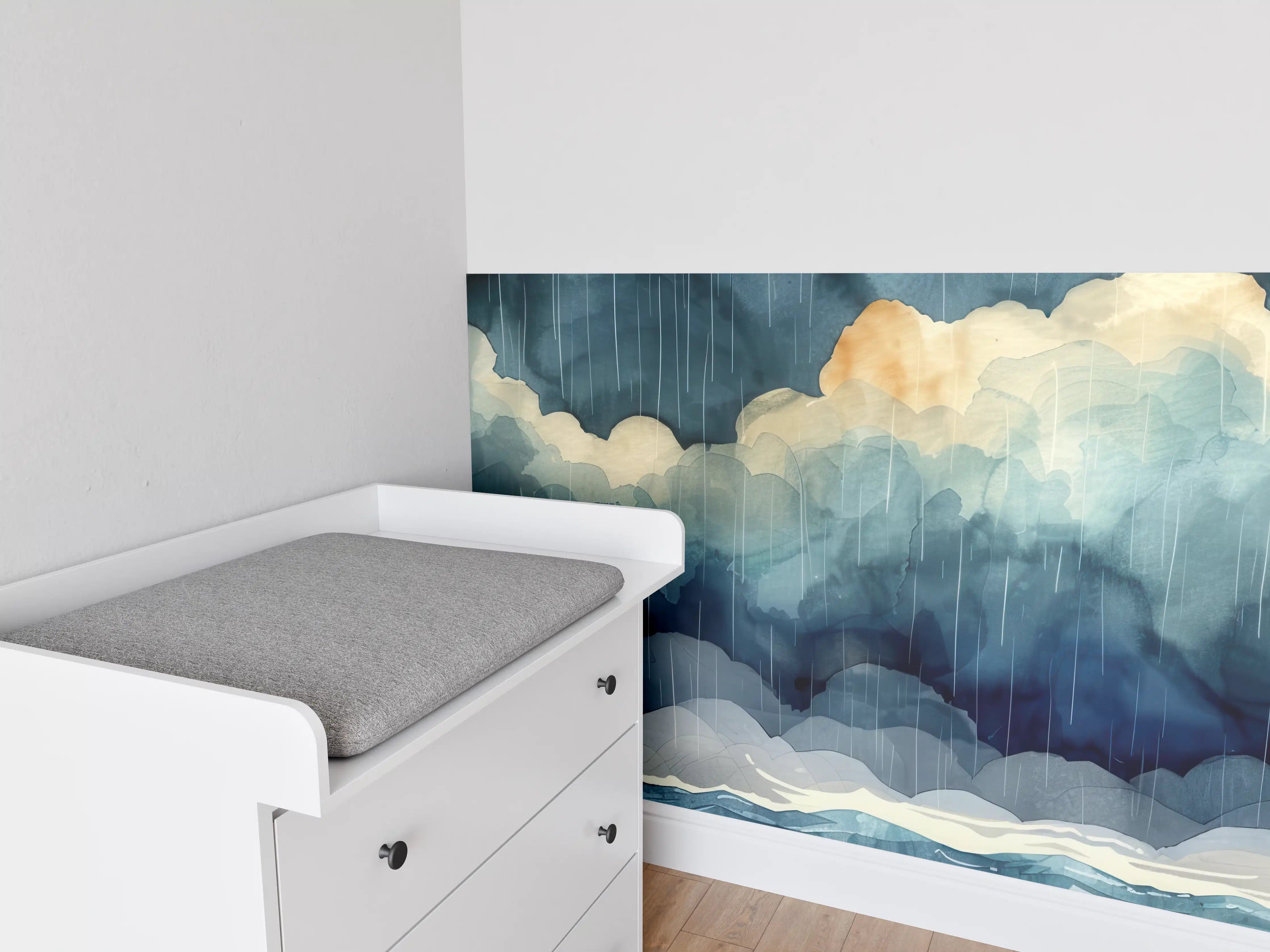 Babyzimmer Wandgestaltung - Leuchtturm im Sturm