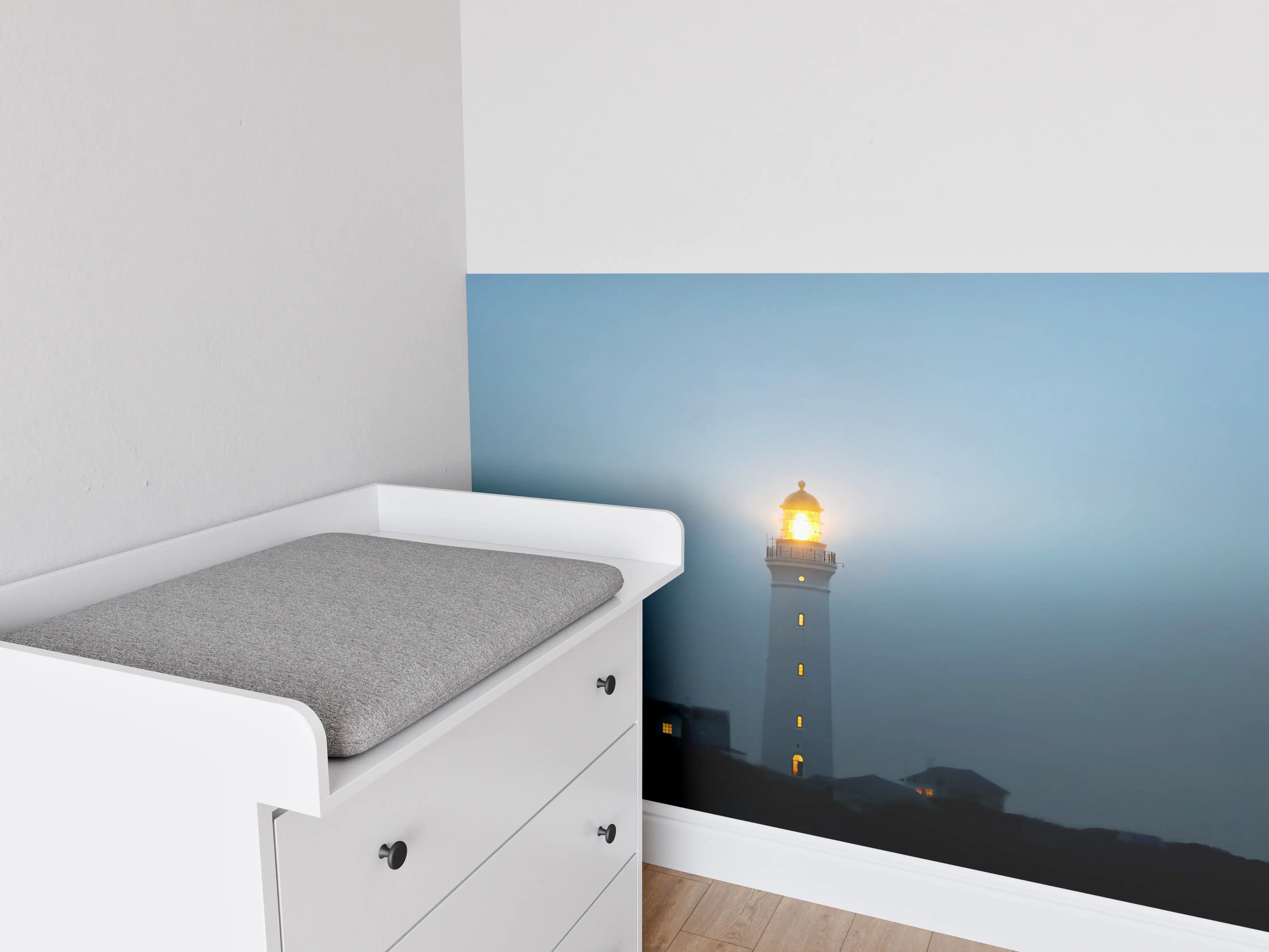 Babyzimmer Wandgestaltung - Leuchtturm im dunkeln