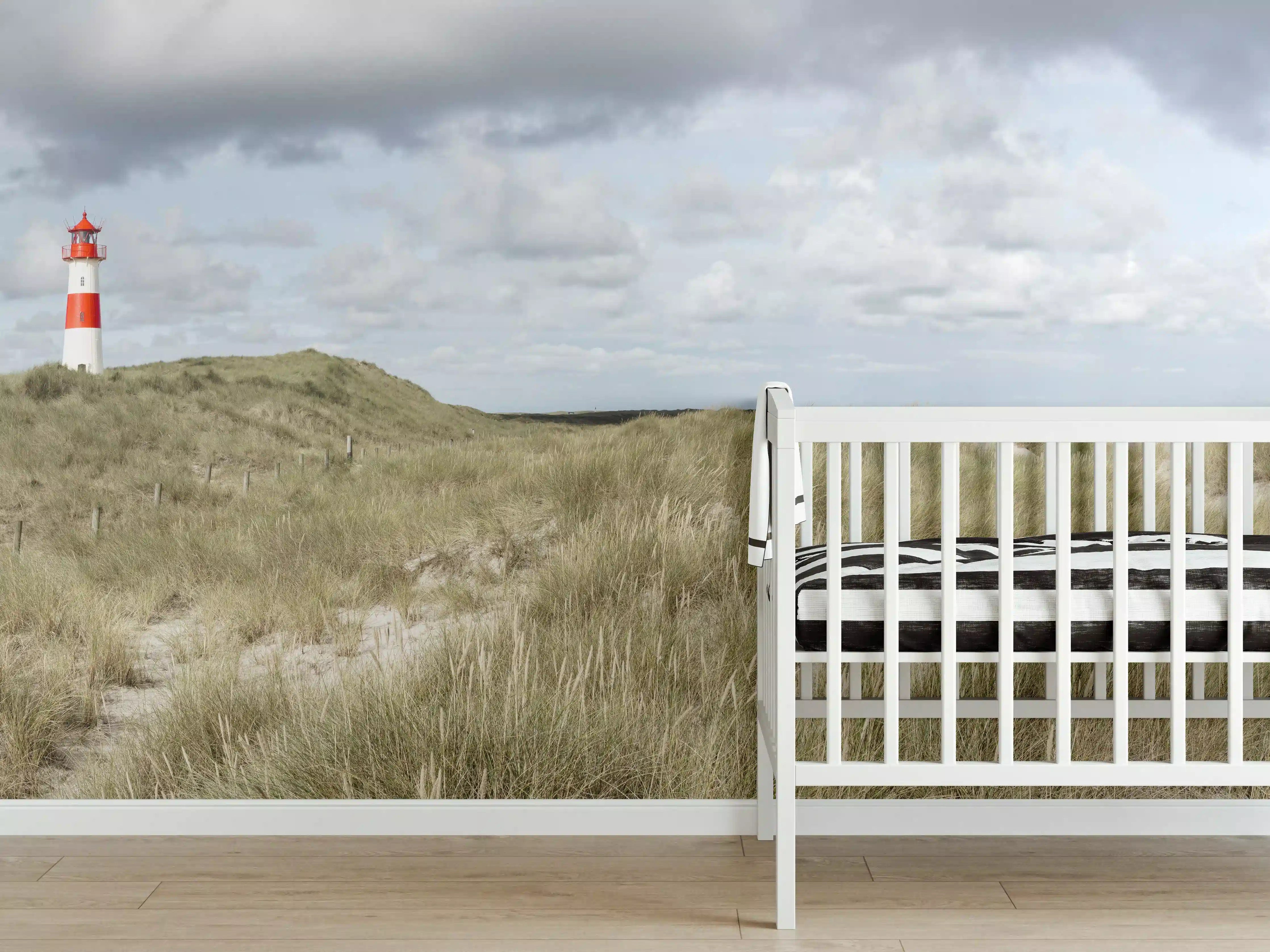Babyzimmer Wandgestaltung - Leuchtturm in der Küstenlandschaft