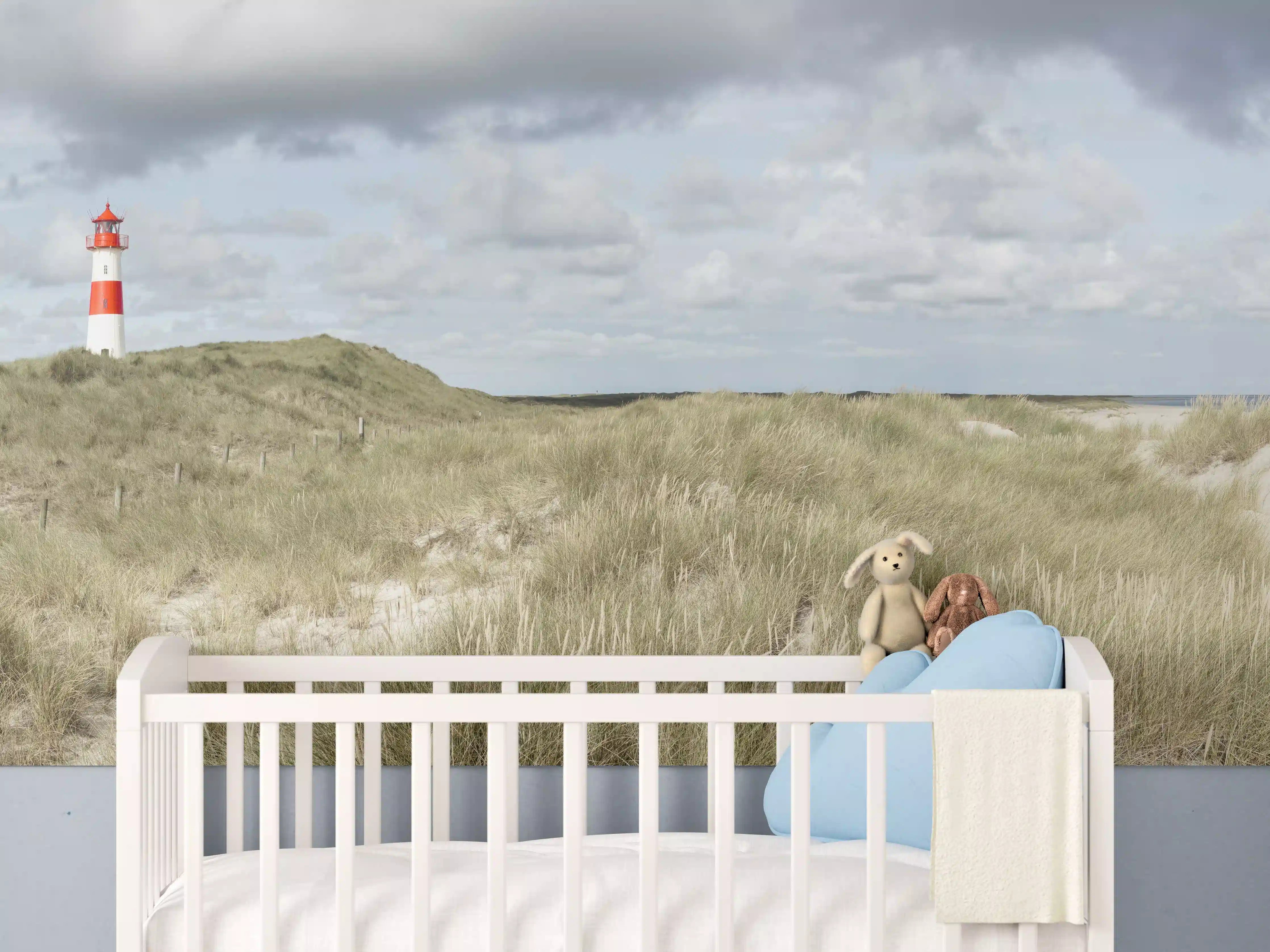 Babyzimmer Wandgestaltung - Leuchtturm in der Küstenlandschaft
