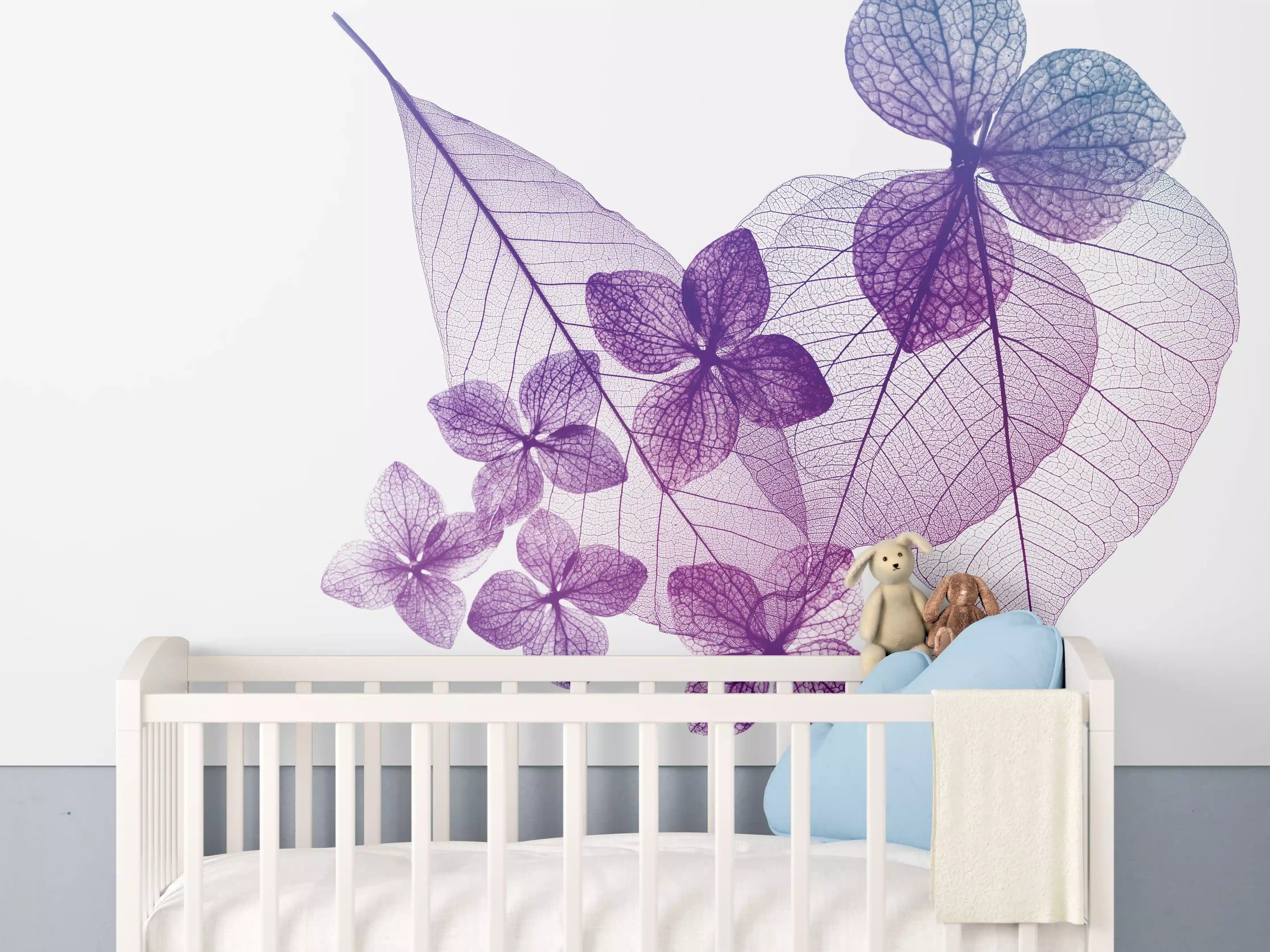 Babyzimmer Wandgestaltung - Lila Blattmuster Textur Makro