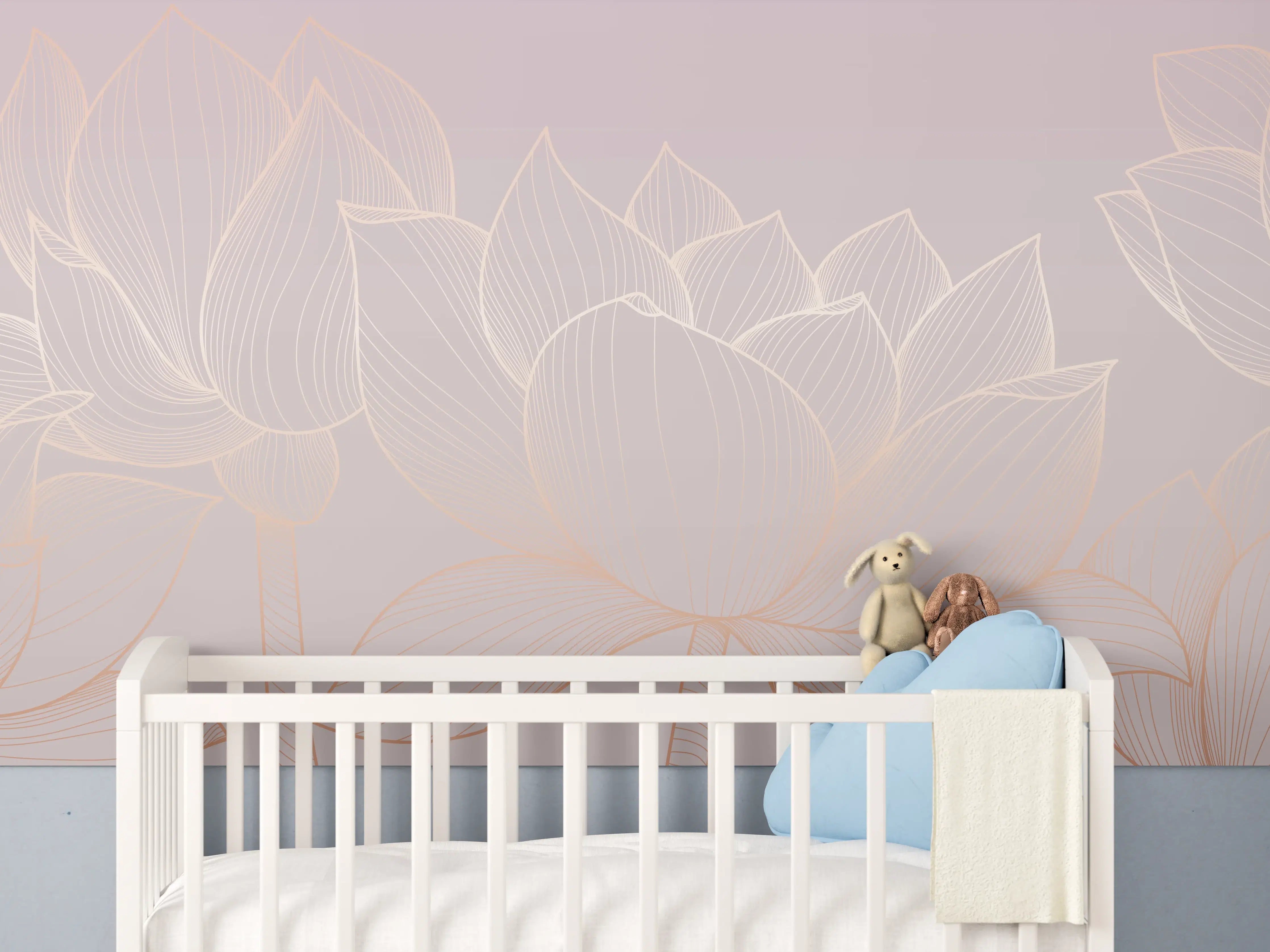 Babyzimmer Wandgestaltung - Lotus-Lineart Pastelltöne