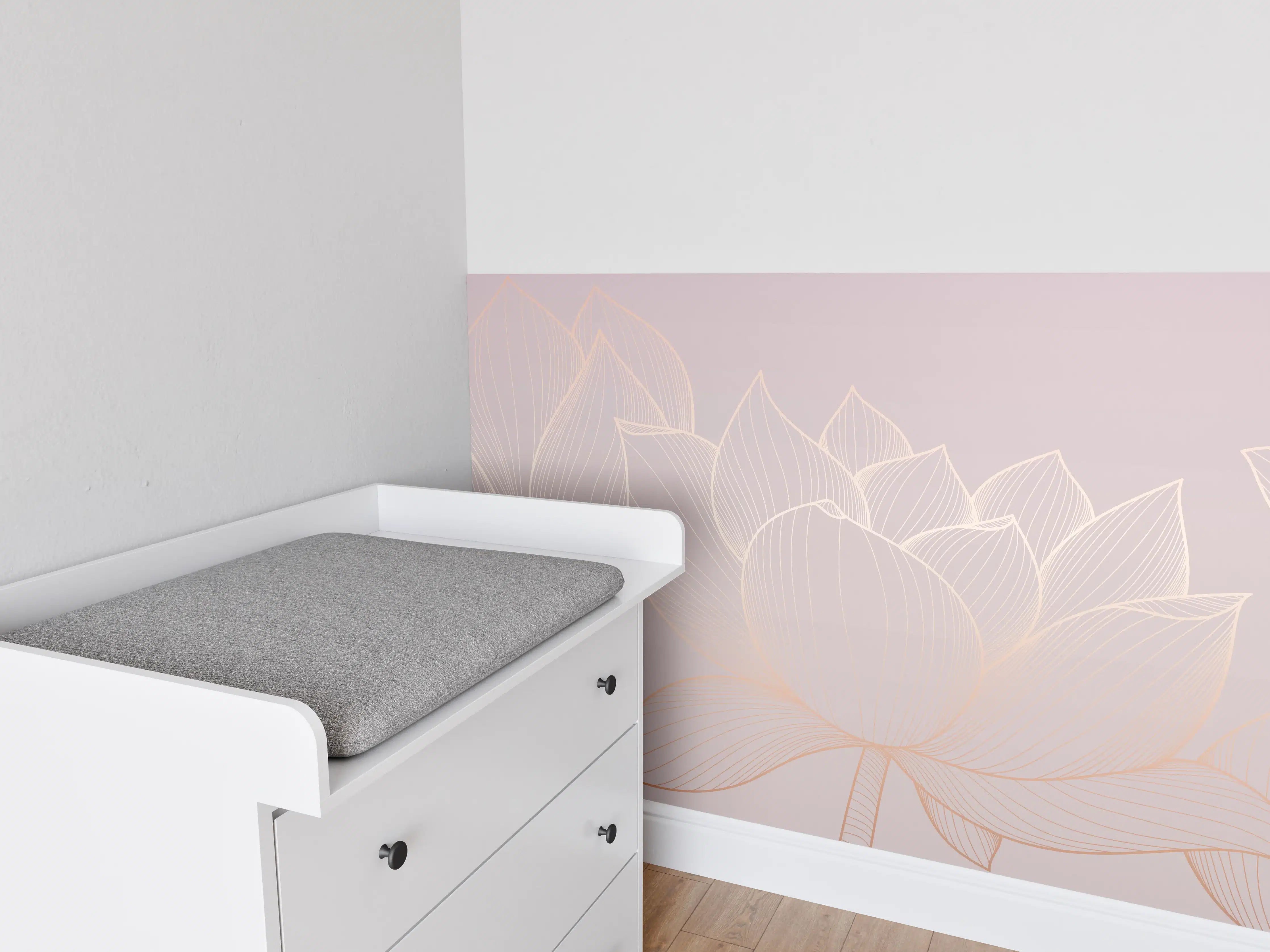 Babyzimmer Wandgestaltung - Lotus-Lineart Pastelltöne