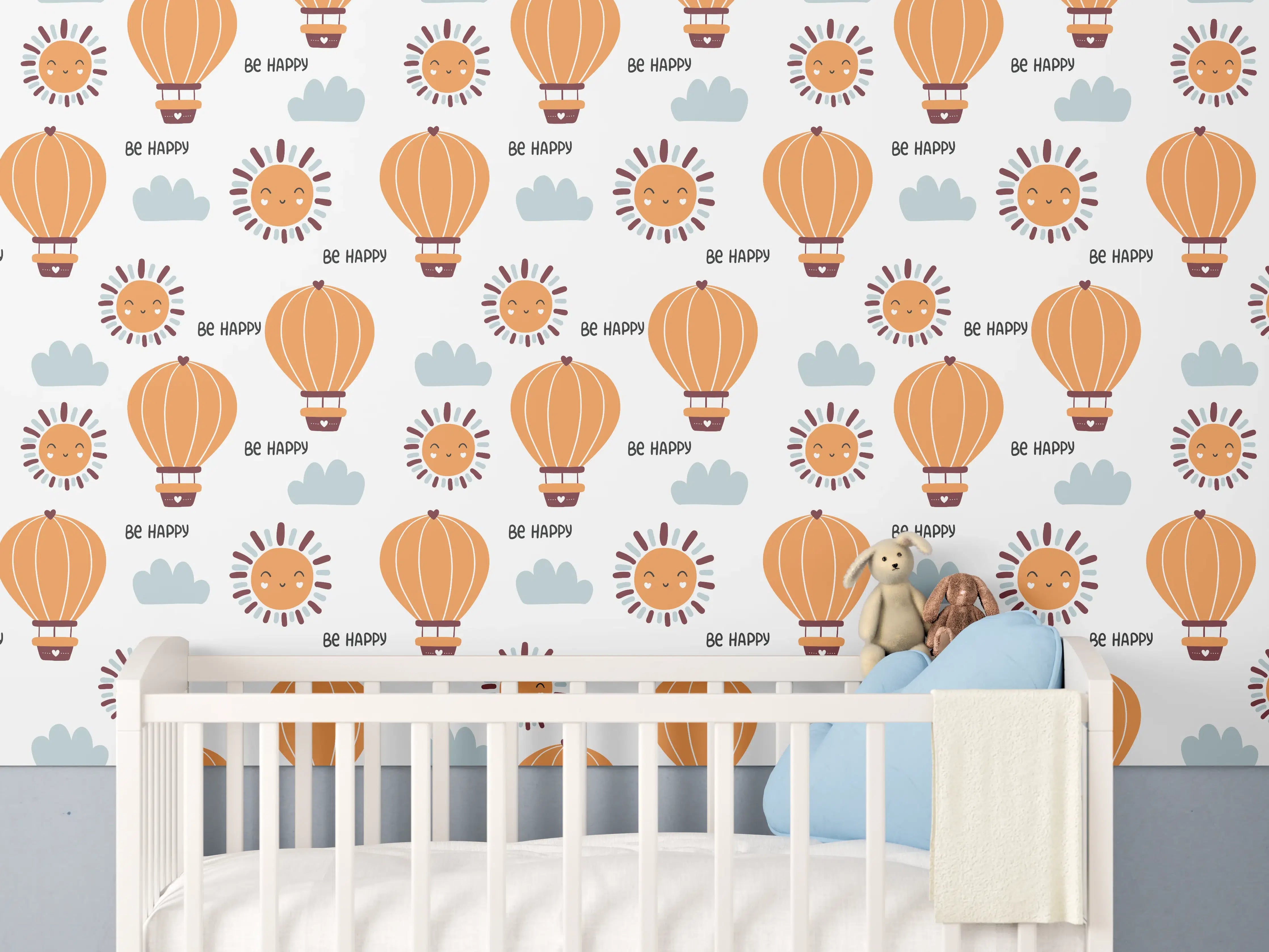 Babyzimmer Wandgestaltung - Luftballons und Sonne in Orange