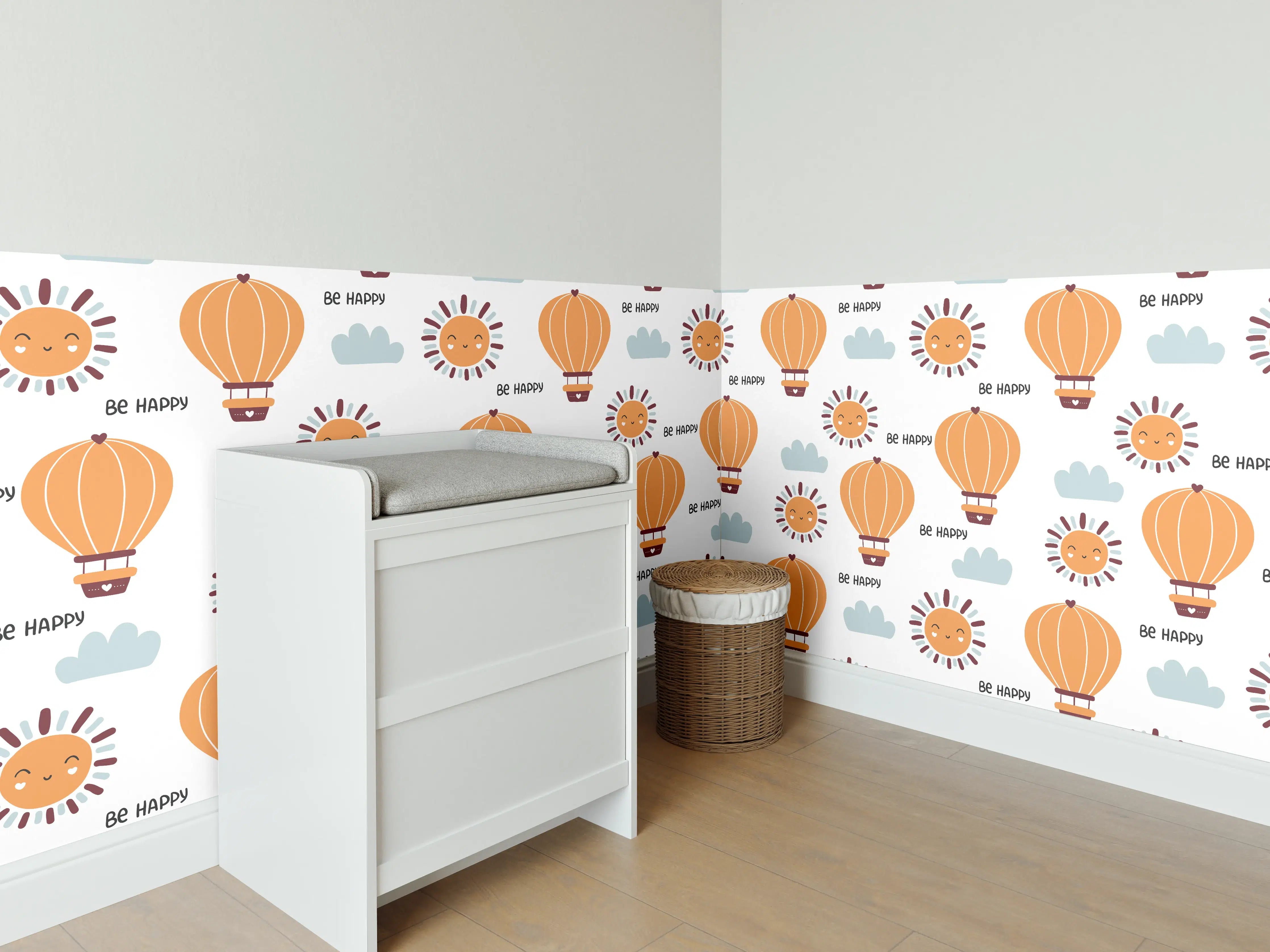 Babyzimmer Wandgestaltung - Luftballons und Sonne in Orange