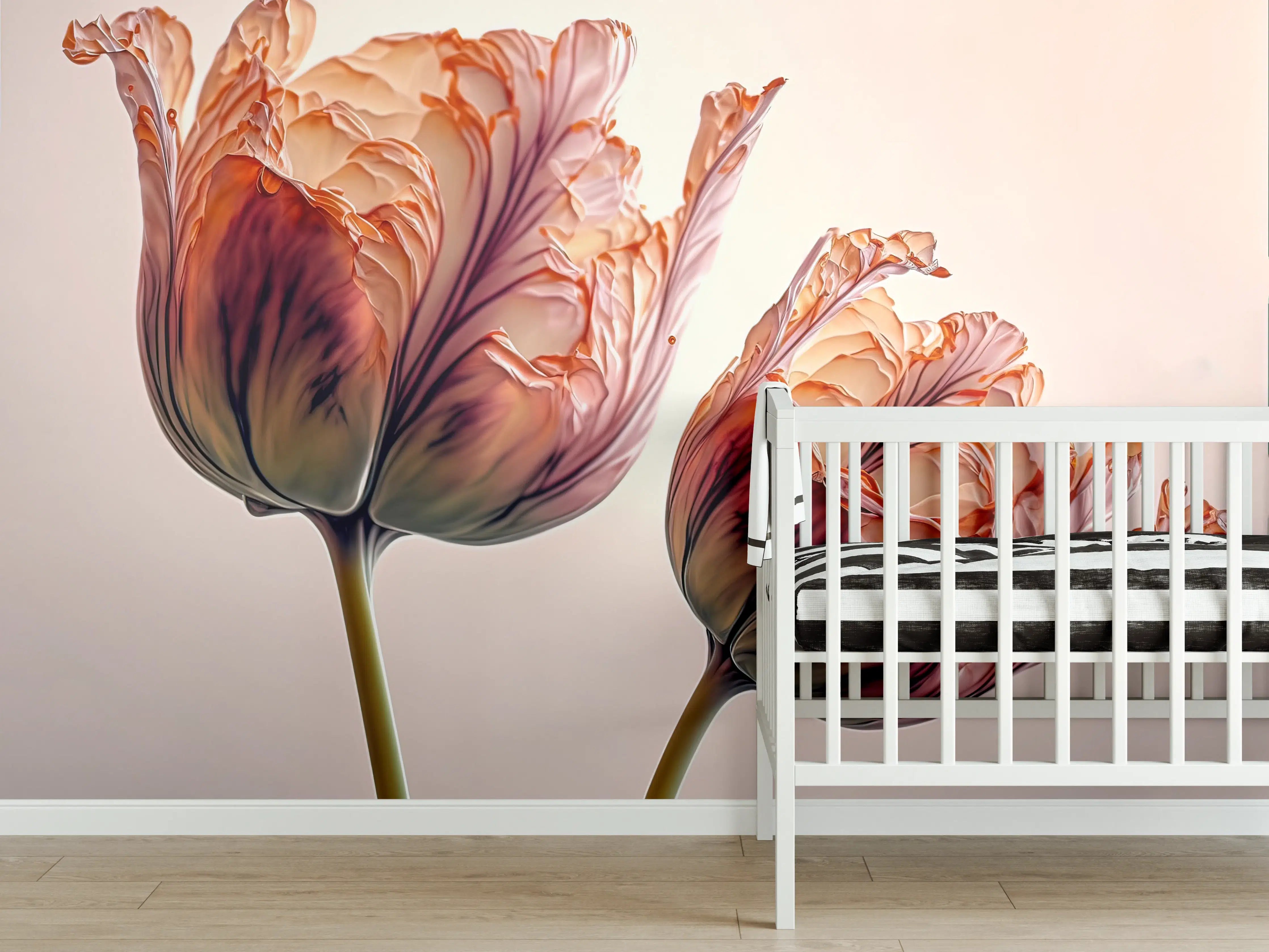 Babyzimmer Wandgestaltung - Luxuriöse Abstrakte Tulpen Kunst