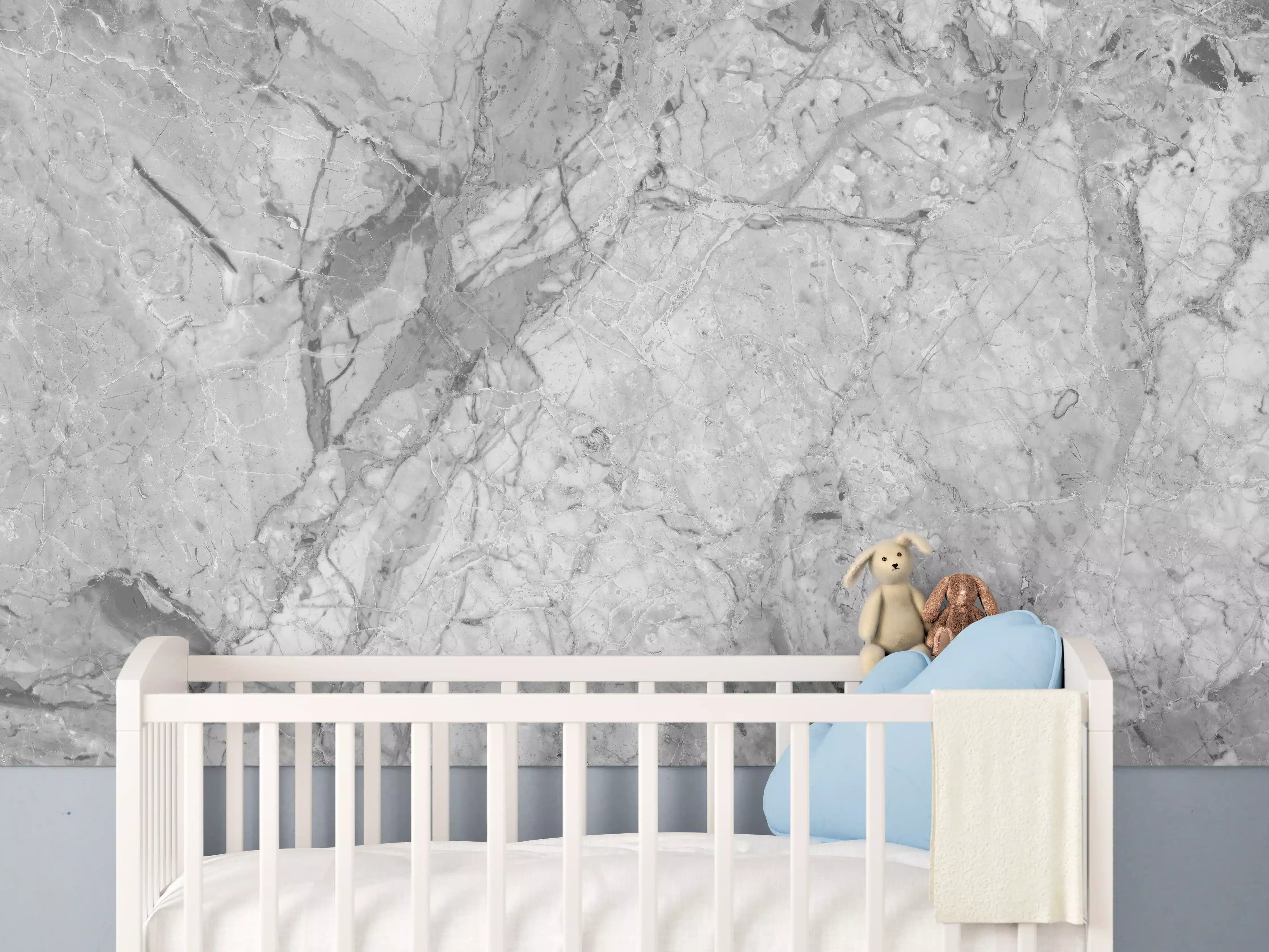 Babyzimmer Wandgestaltung - Luxuriöse Marmorstruktur in Weißgrau