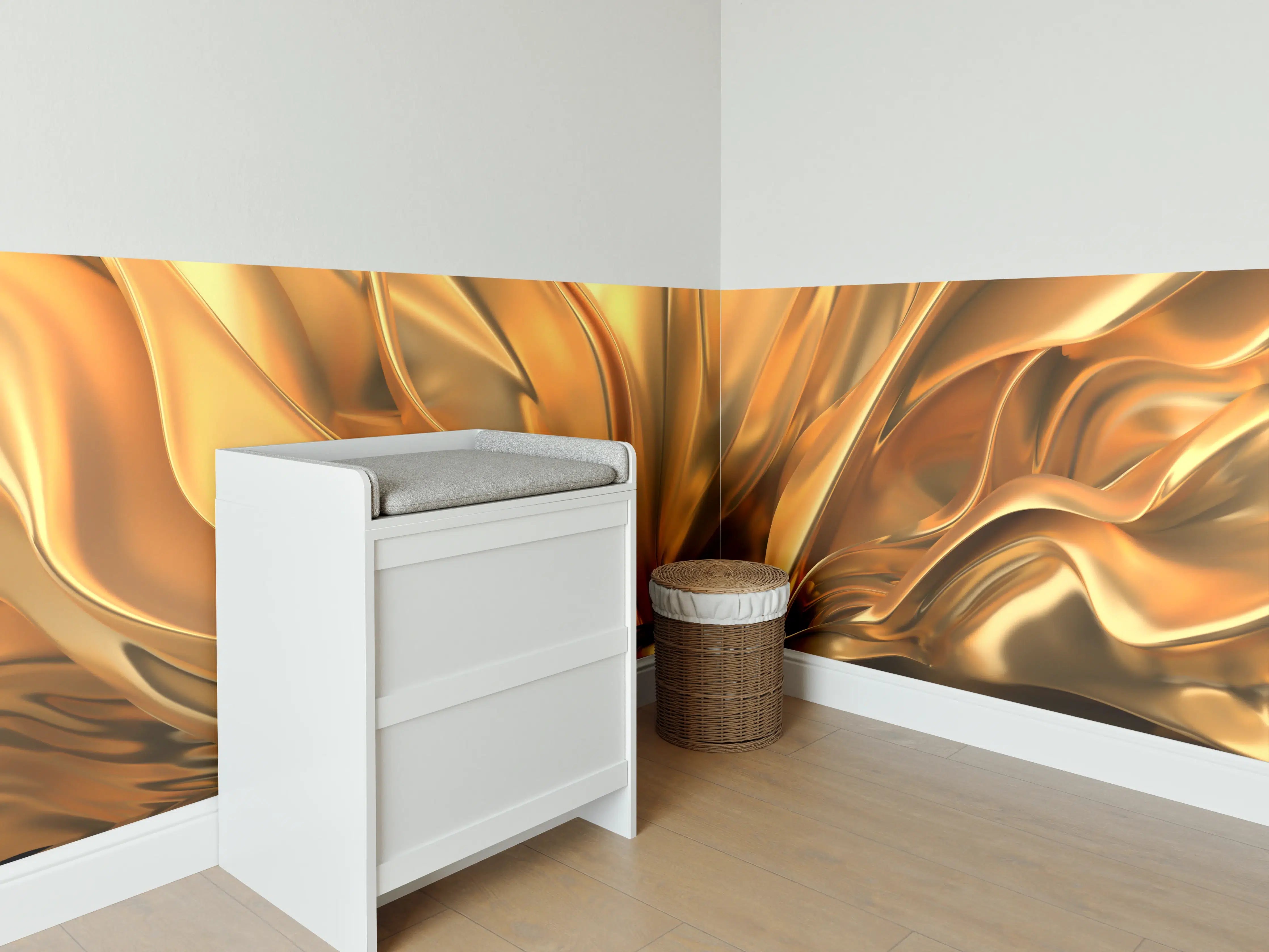 Babyzimmer Wandgestaltung - Luxuriöse goldene Metall-Textur