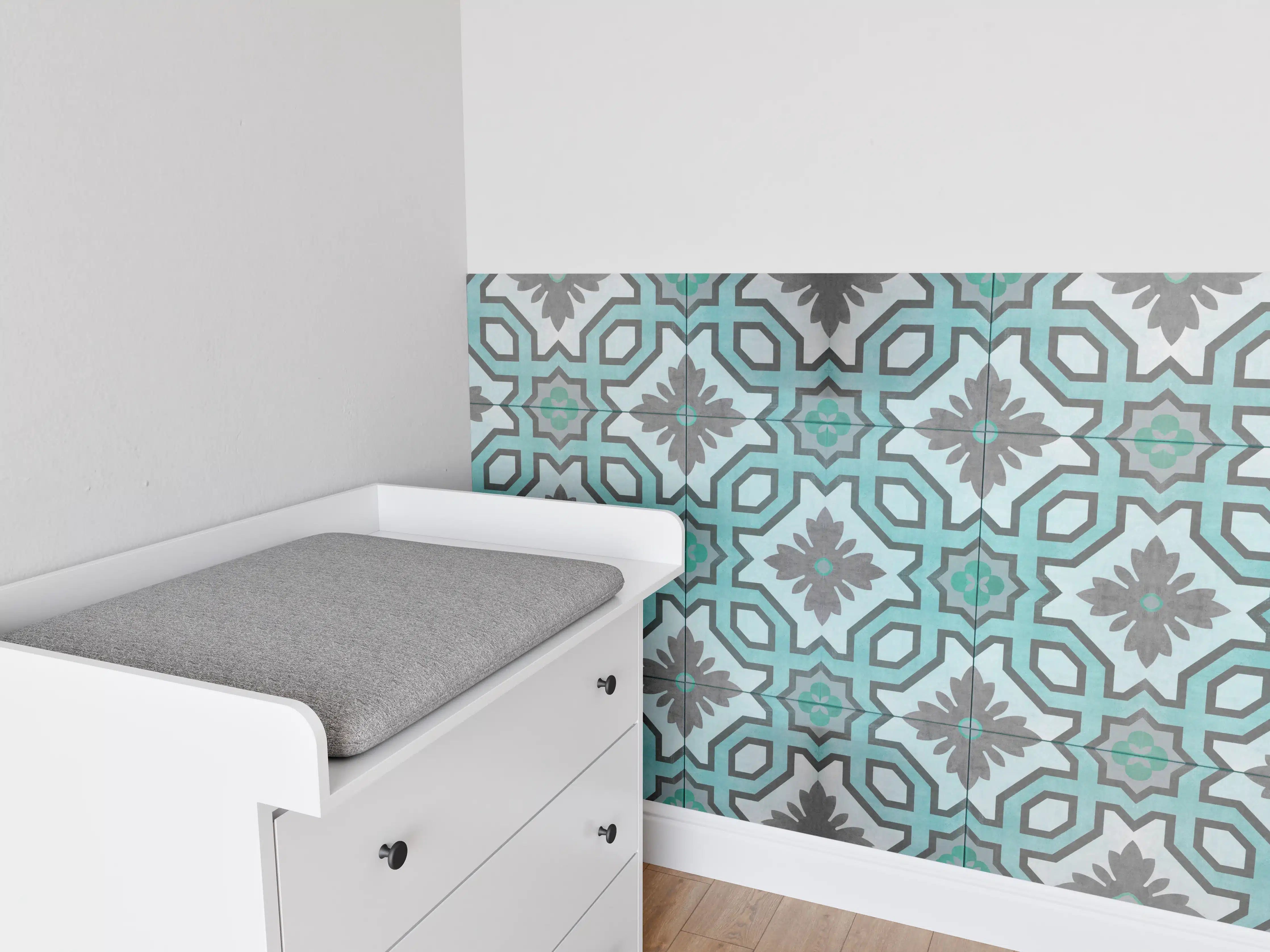 Babyzimmer Wandgestaltung - Luxuriöse türkise Fliesen