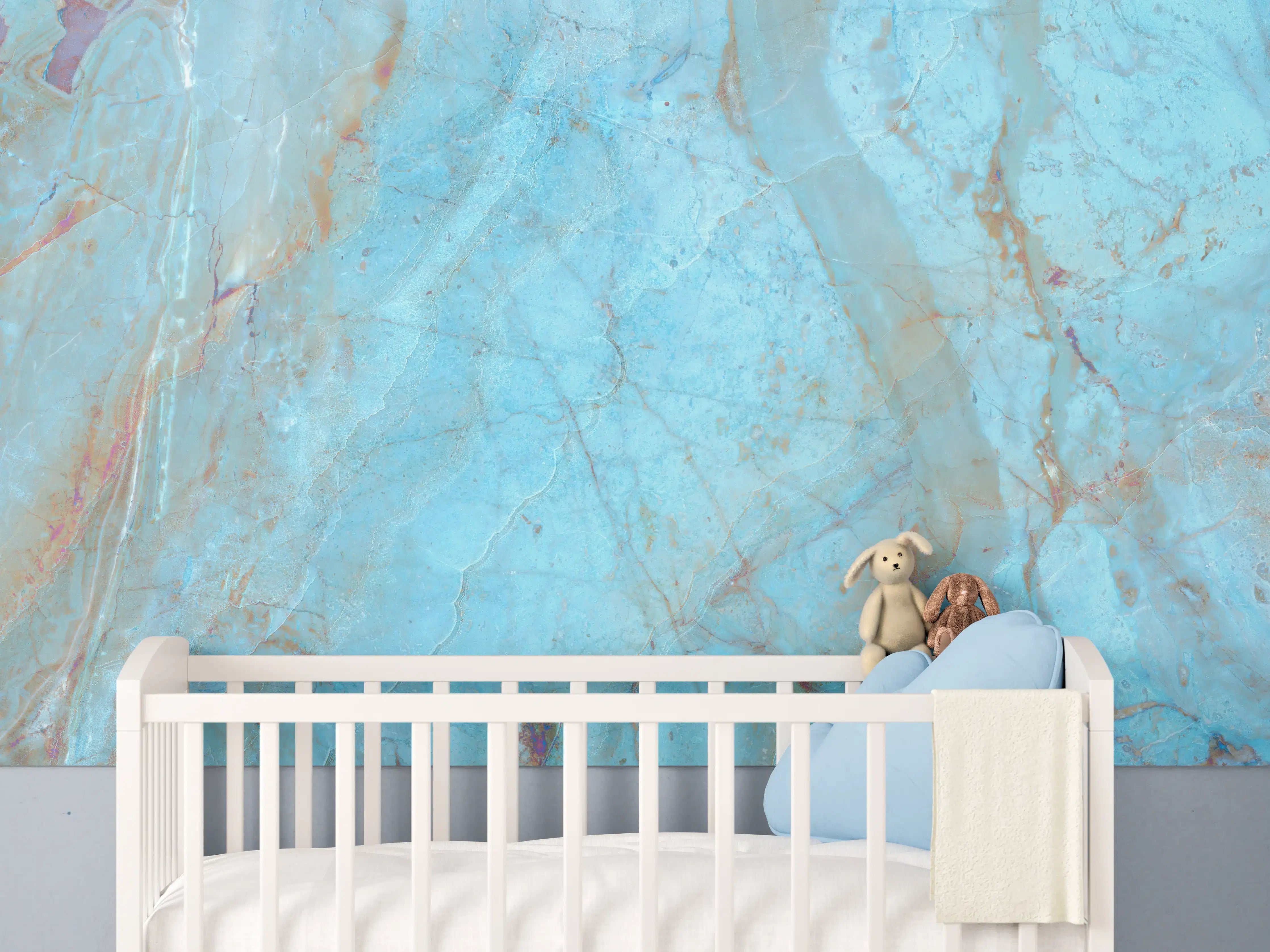 Babyzimmer Wandgestaltung - Luxuriöser Onyxmarmor in Aqua Tone