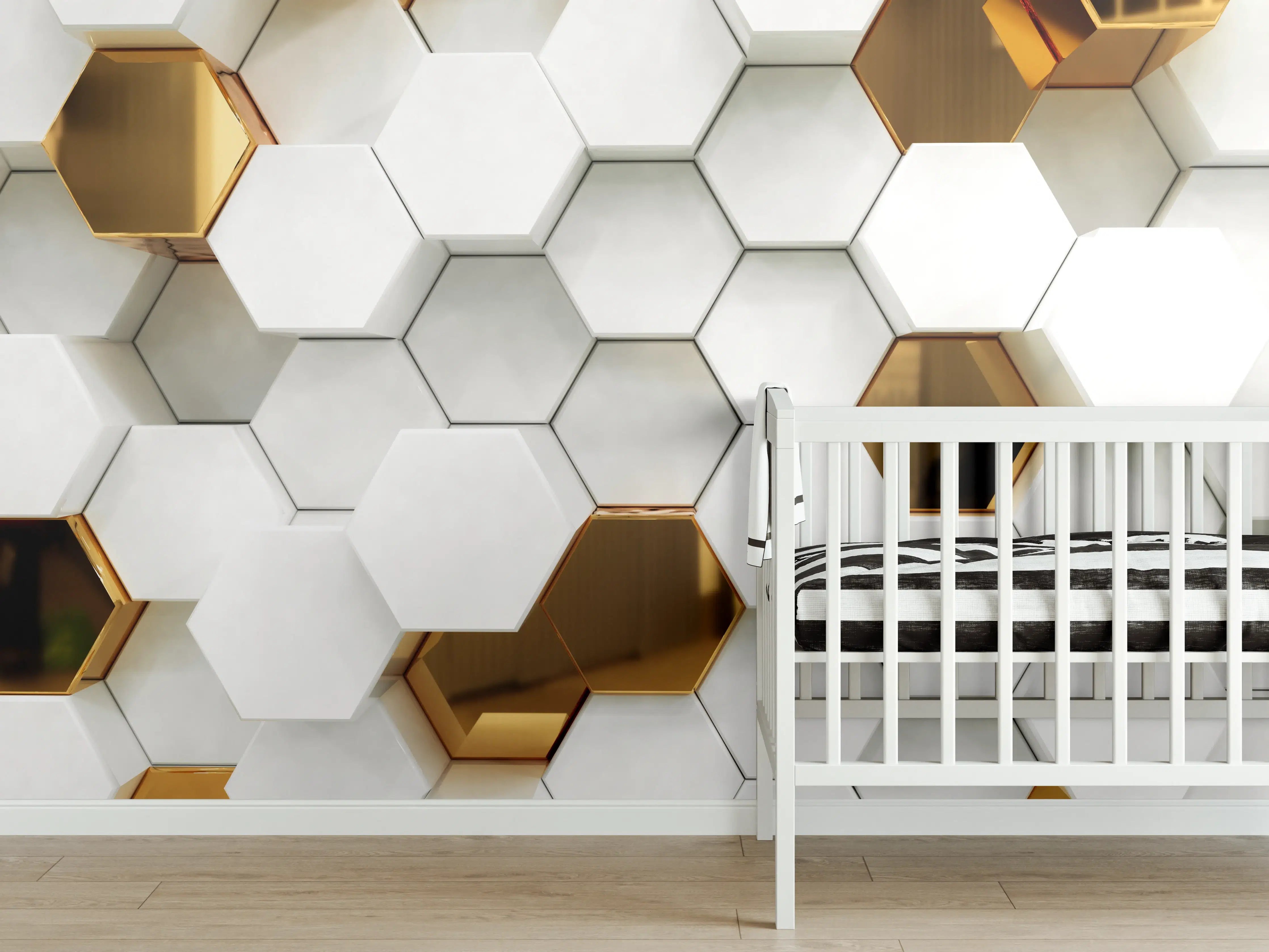 Babyzimmer Wandgestaltung - Luxuriöses Sechseck Muster